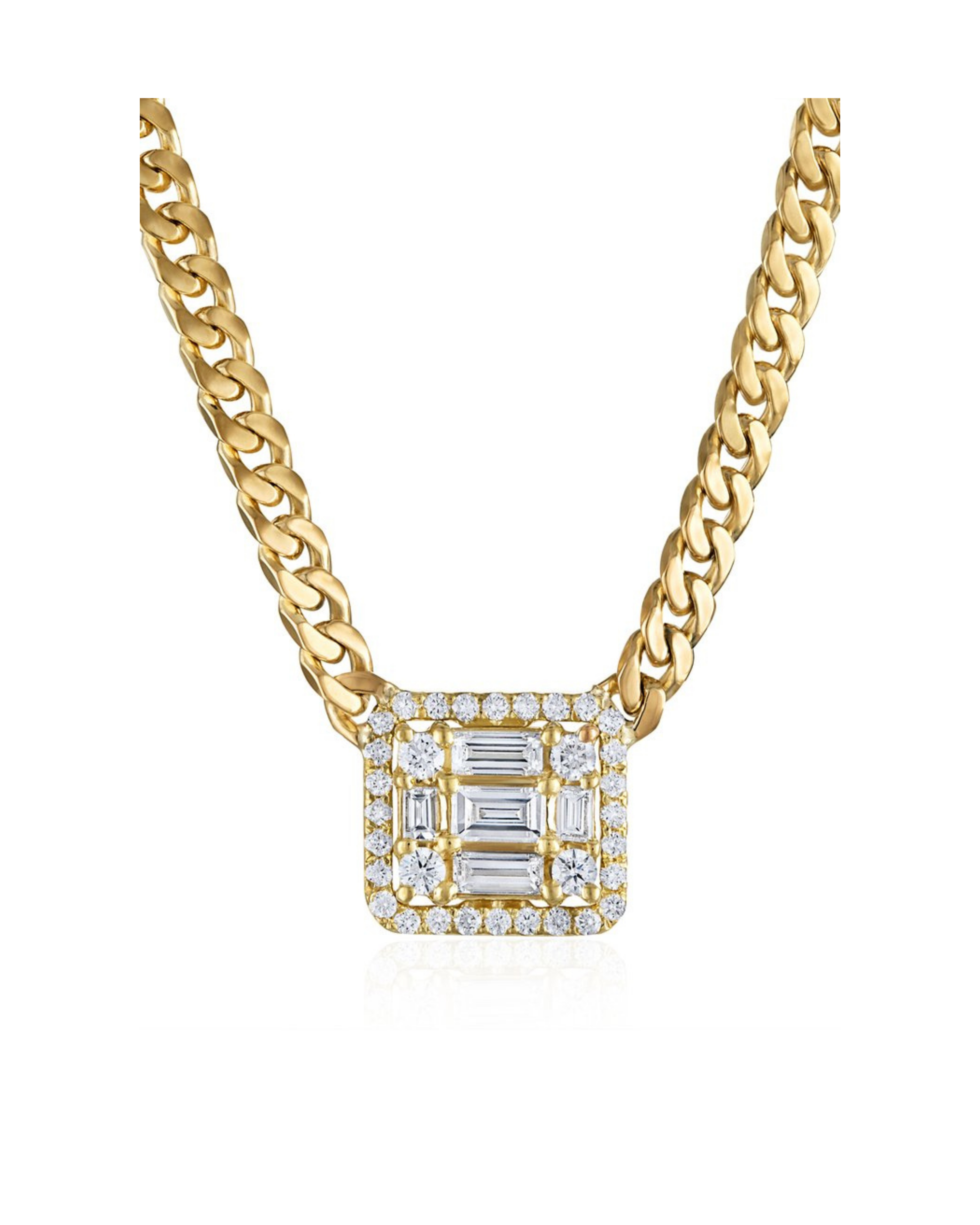 Clarity Halo Wide Link Cube Necklace