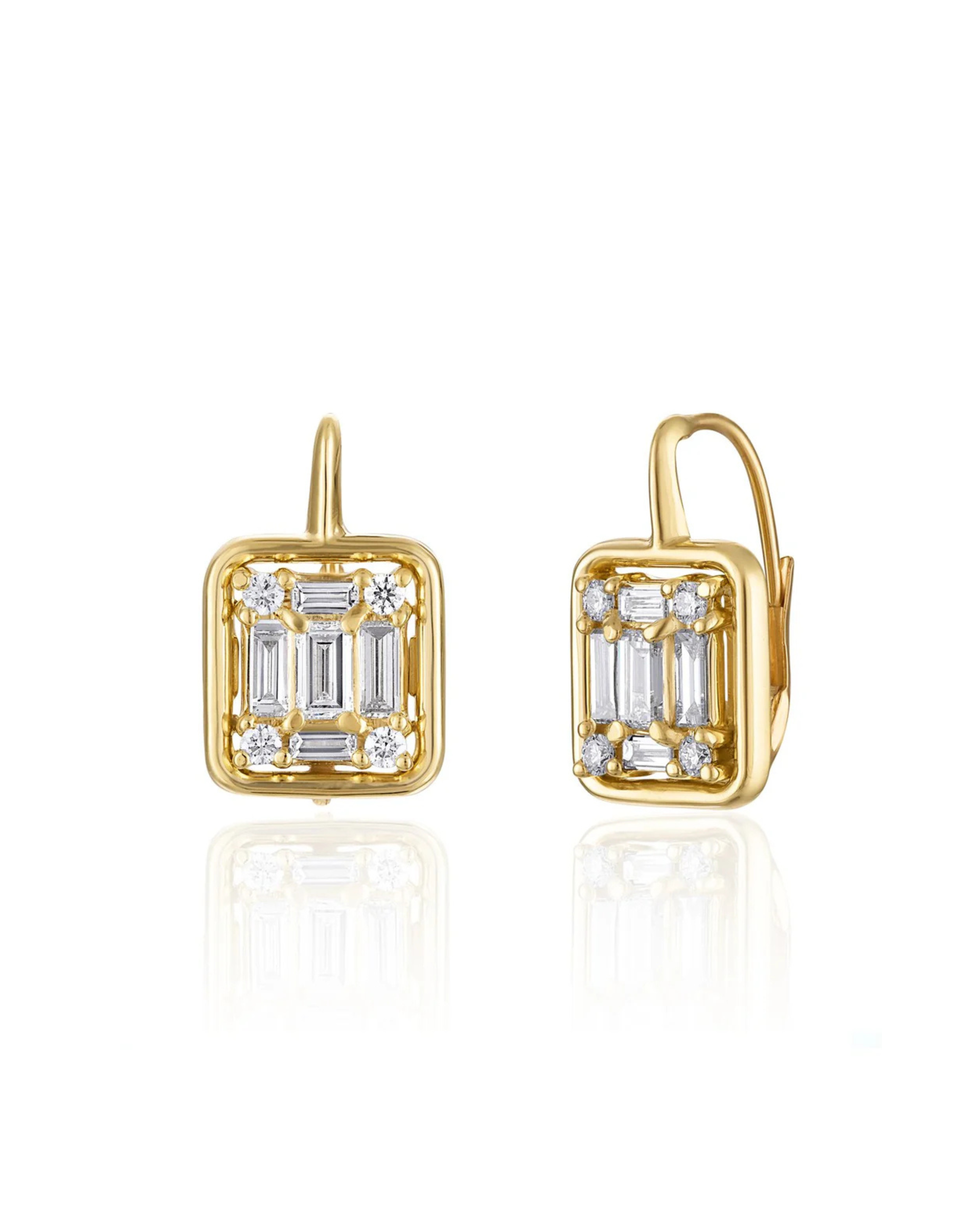 Clarity Mega Gold Framed Drop Earrings