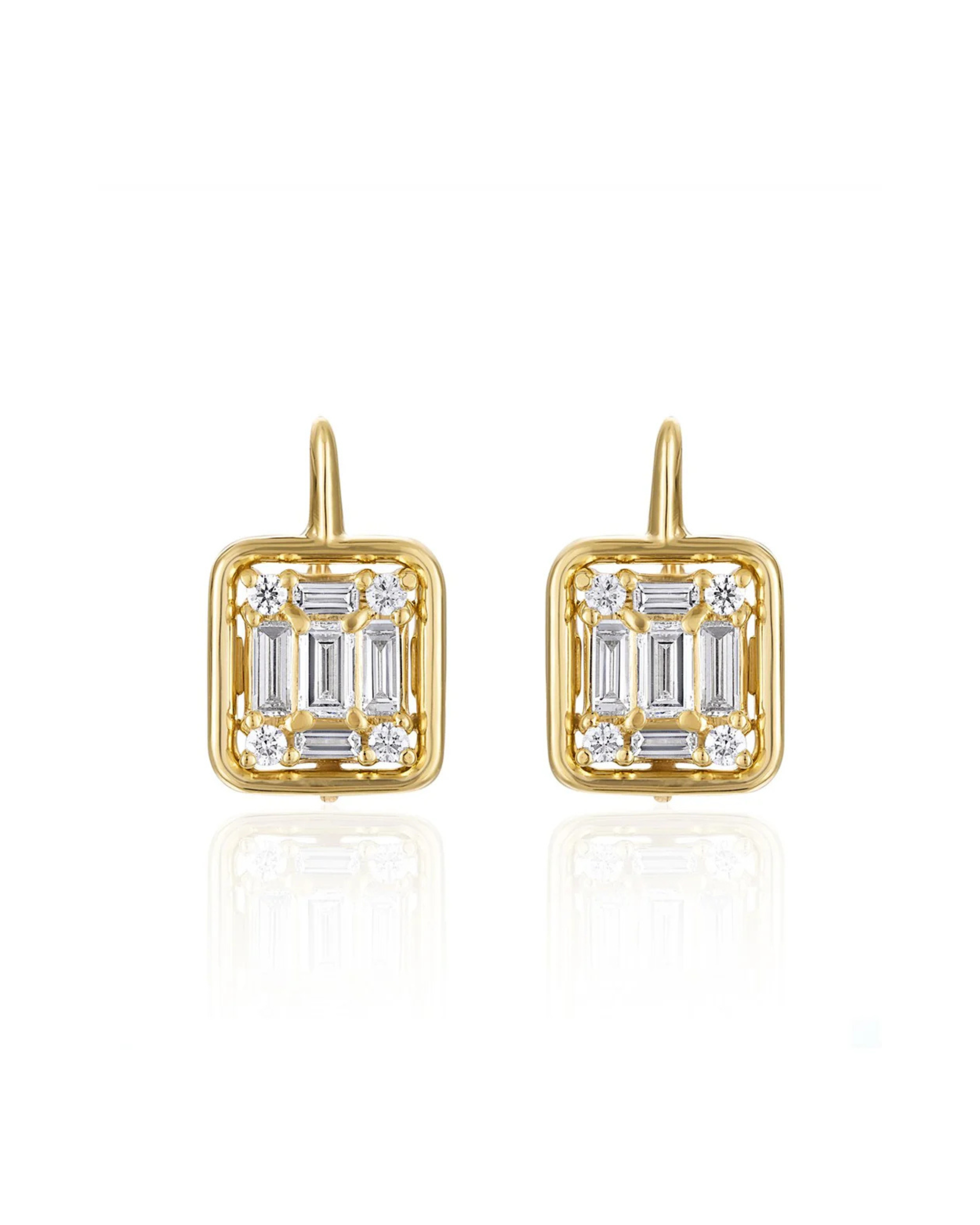 Clarity Mega Gold Framed Drop Earrings