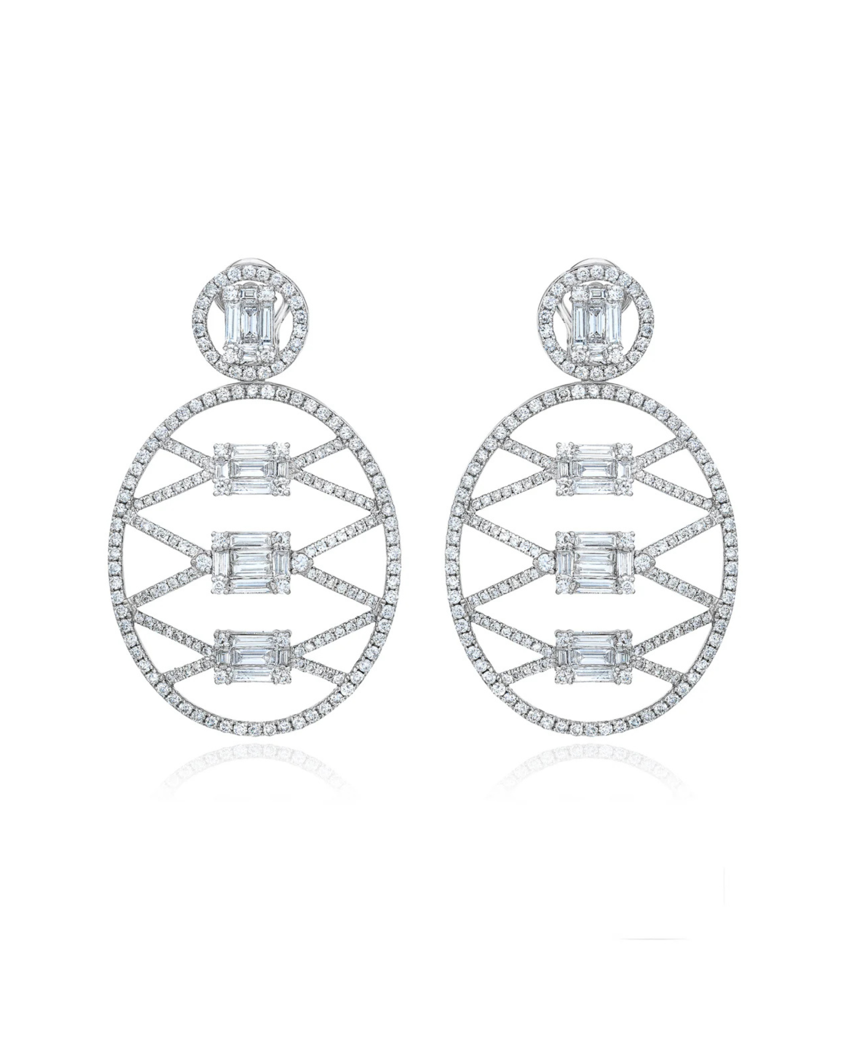 Clarity Lattice Medallion Diamond Drop Earrings