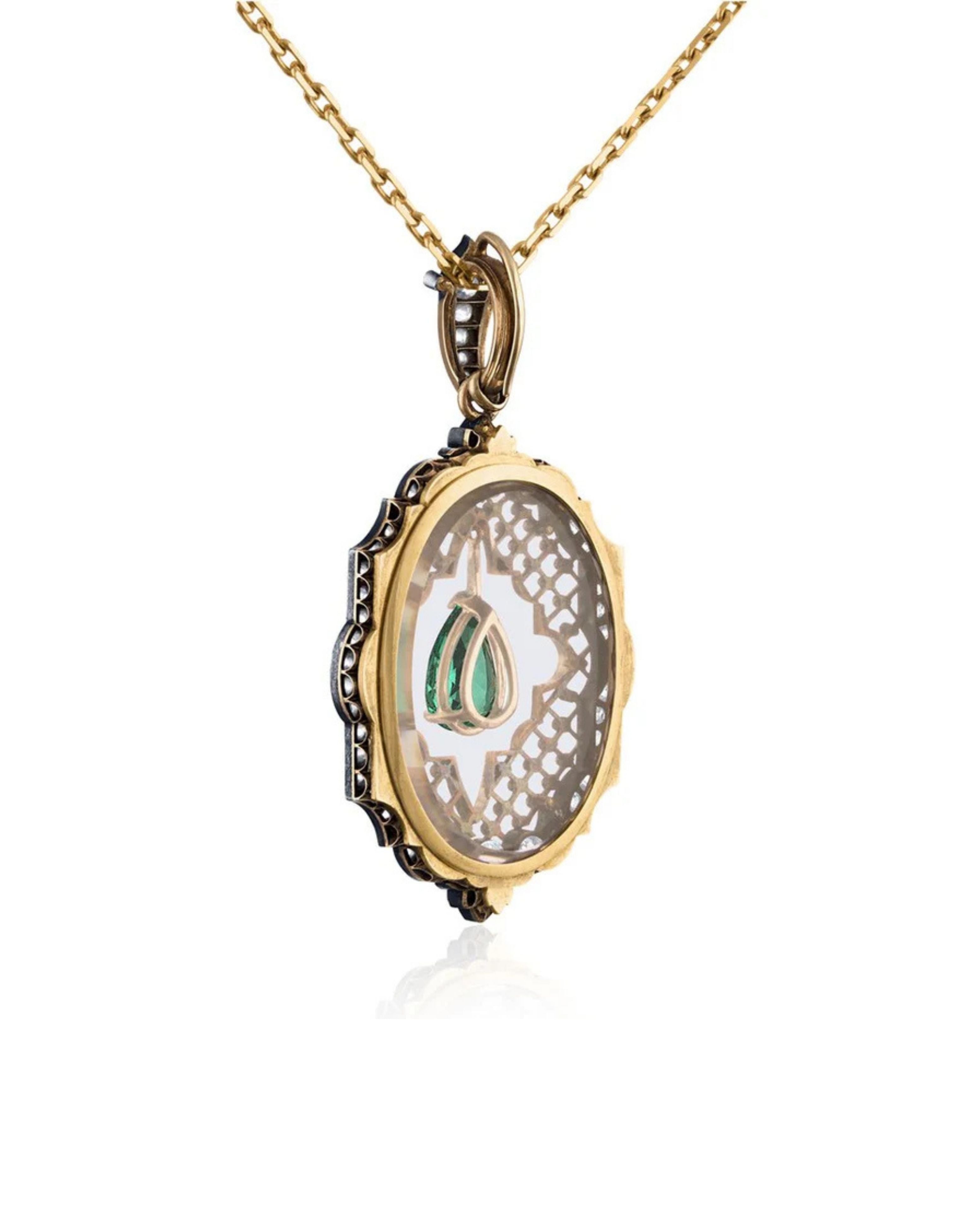Colombian Gem Emerald Diamond Pendant Necklace