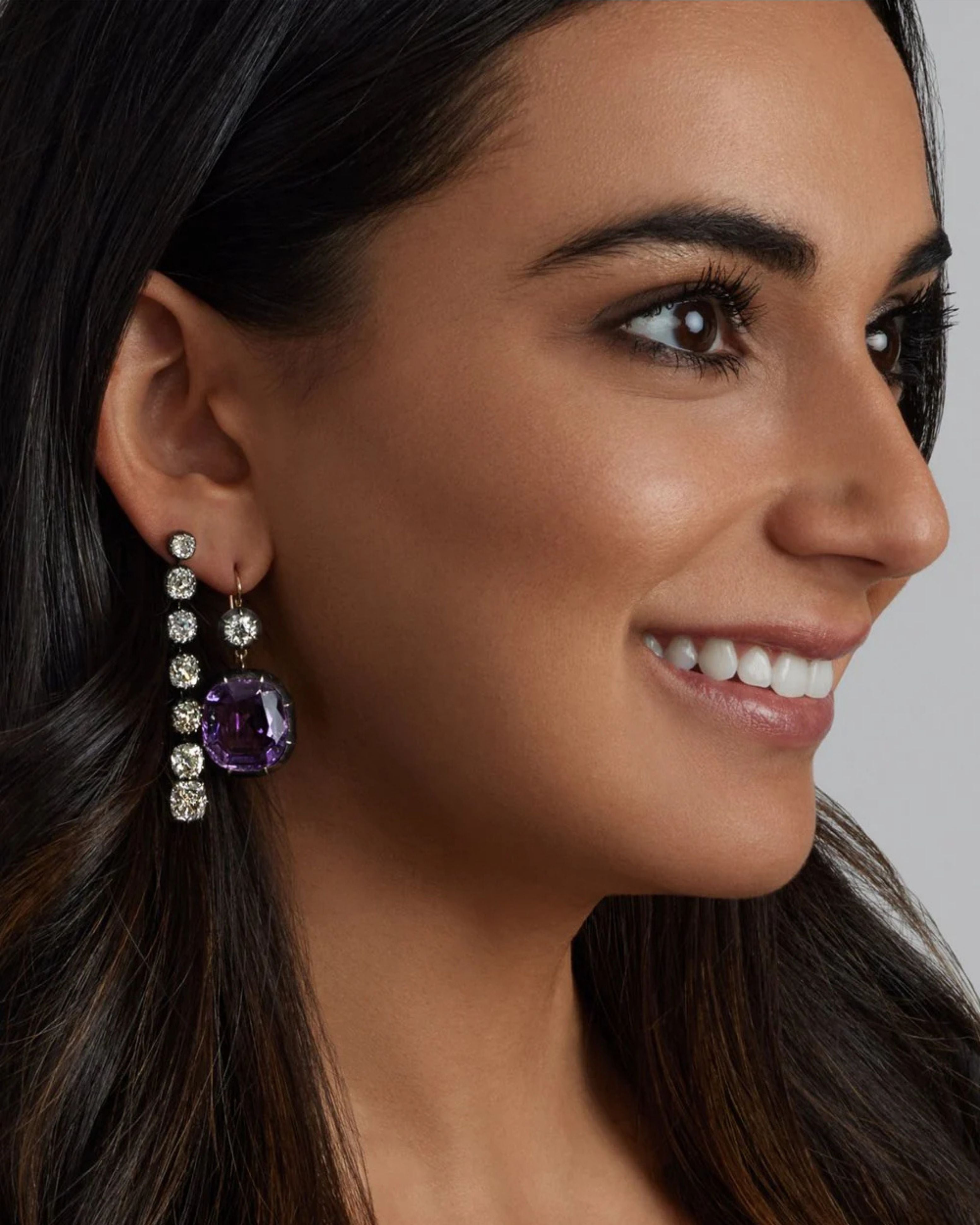 Cushion Cut Diamond Line Earrings