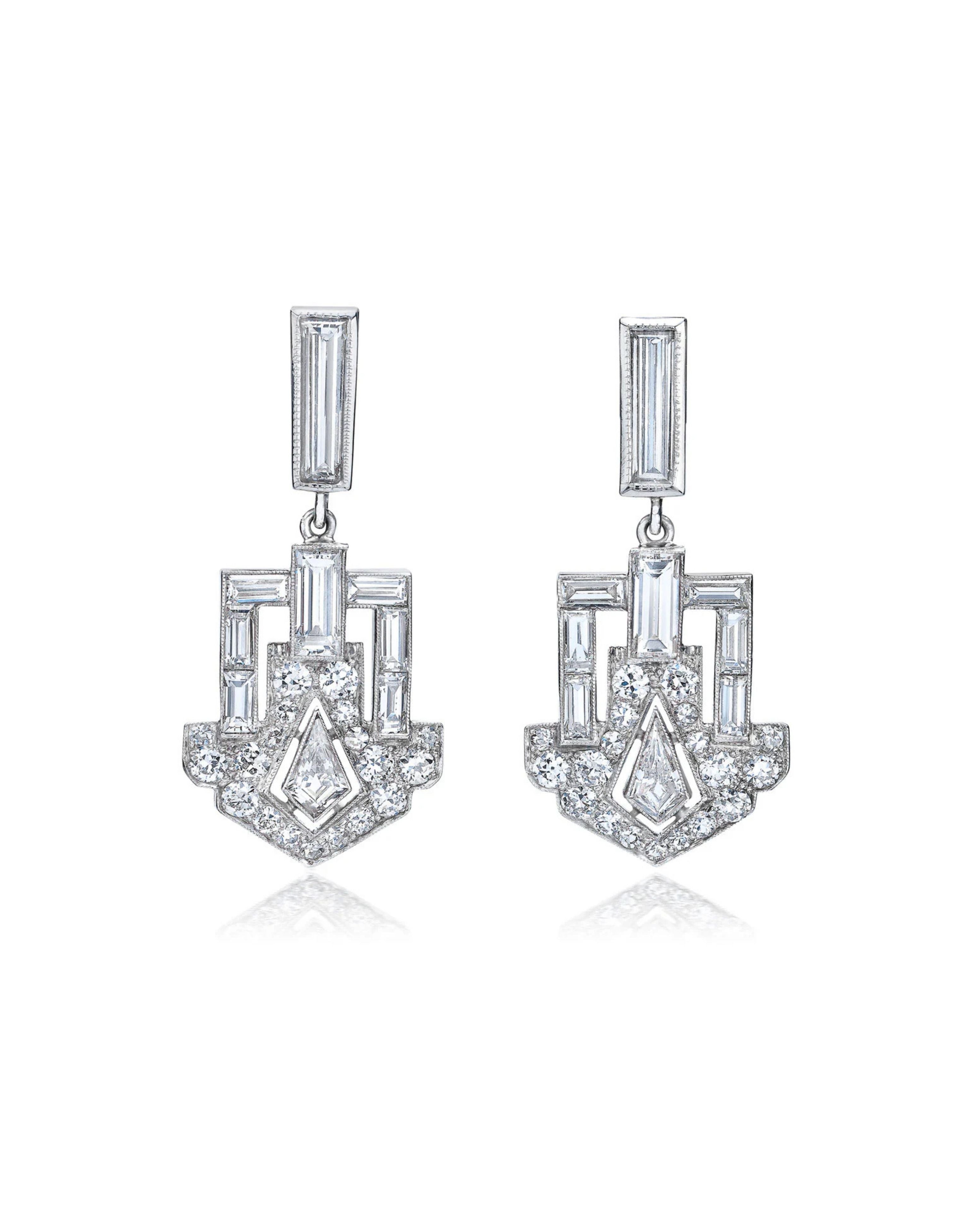 Dangling Deco Shield Earrings
