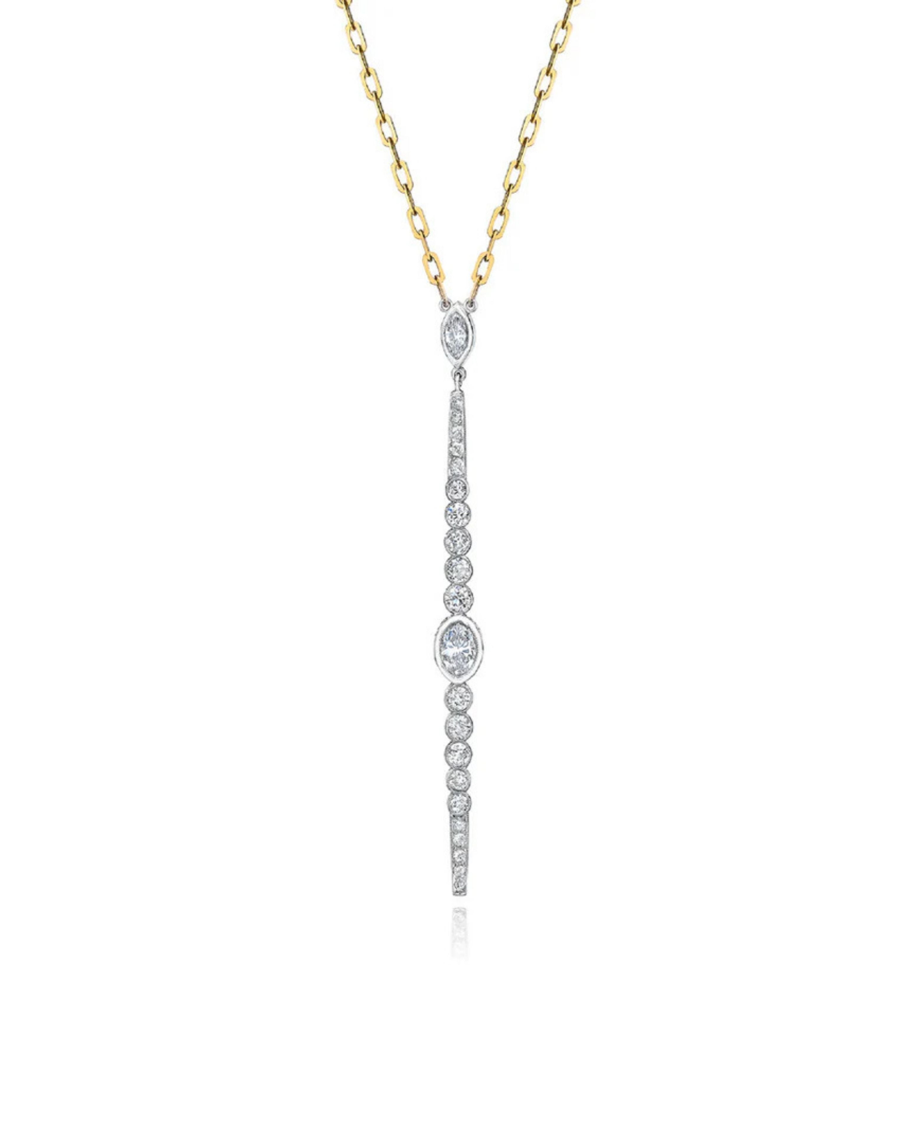 Diamond Marquise Bar Pendant Necklace