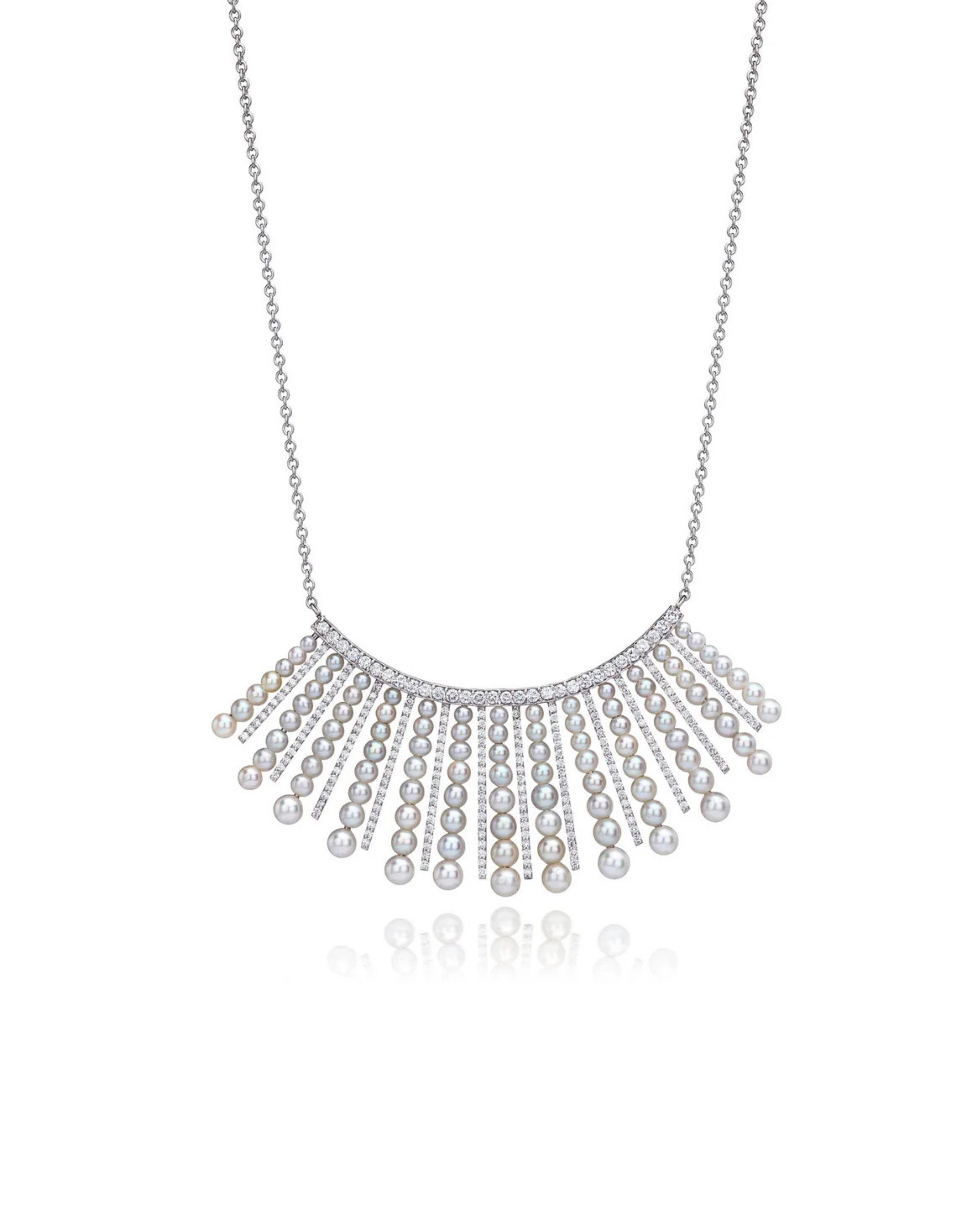 Diamond Pearl Spoke Necklace