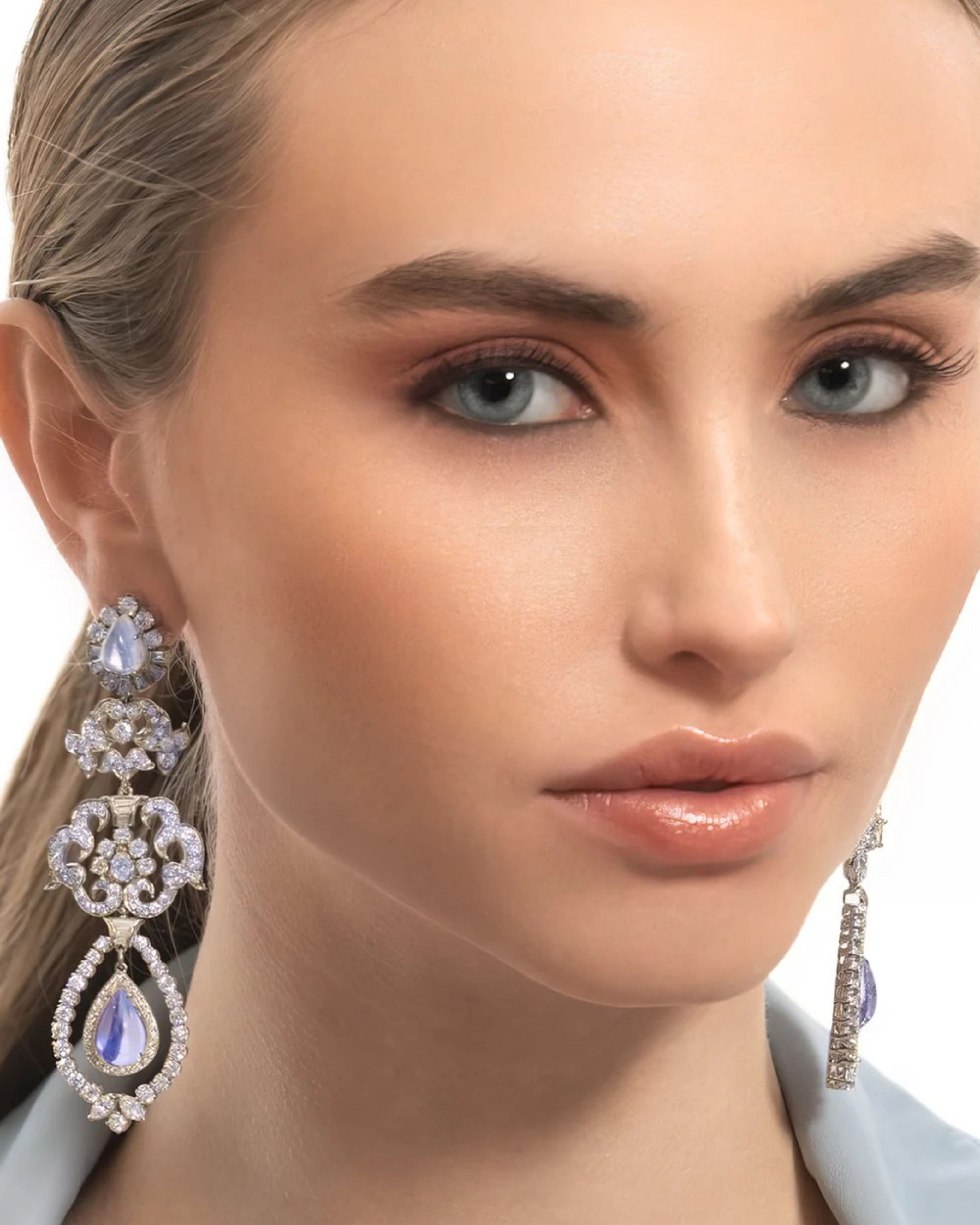 Diamond & Moonstone Gala Chandelier Earrings