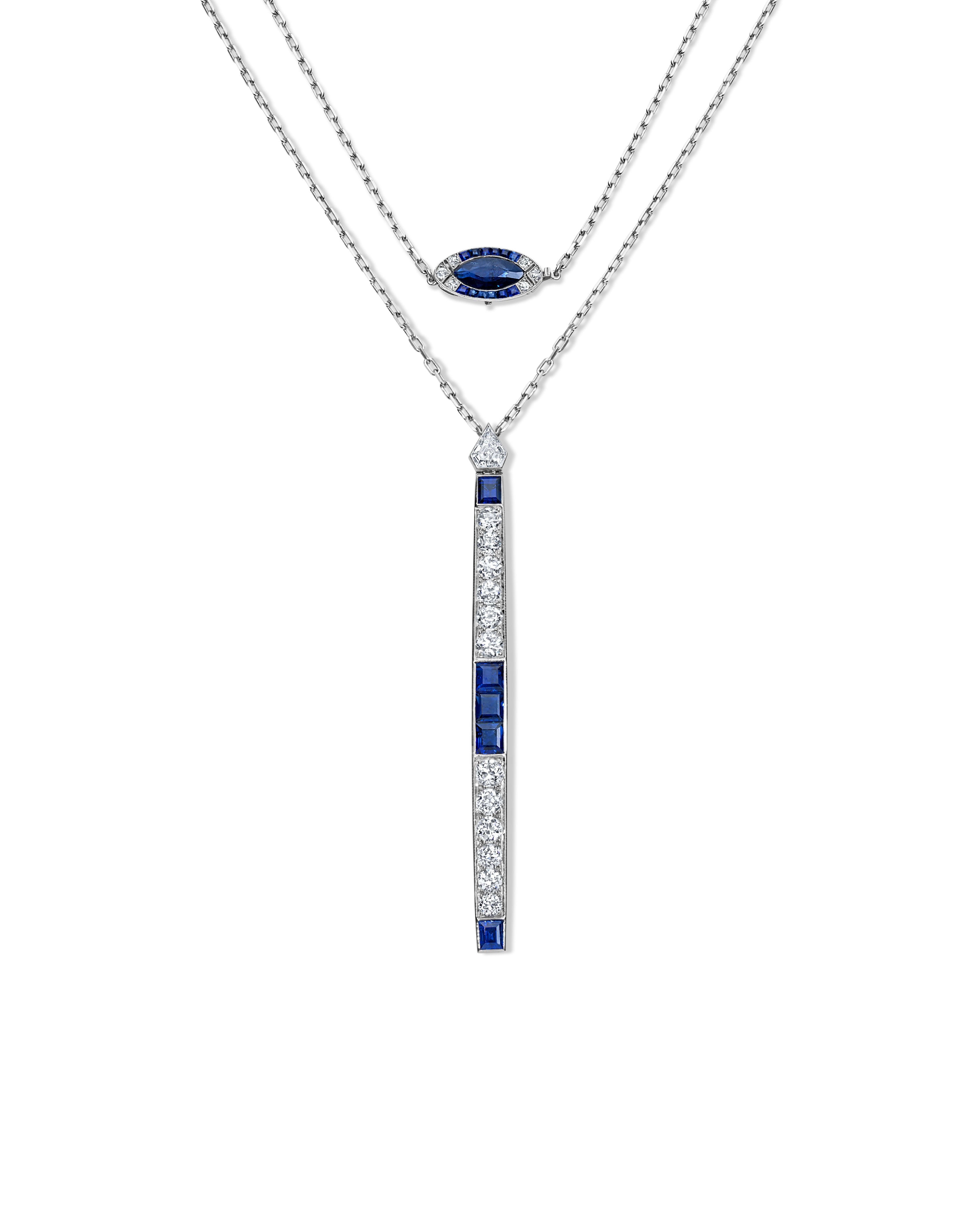 Diamond and Sapphire Bar Necklace