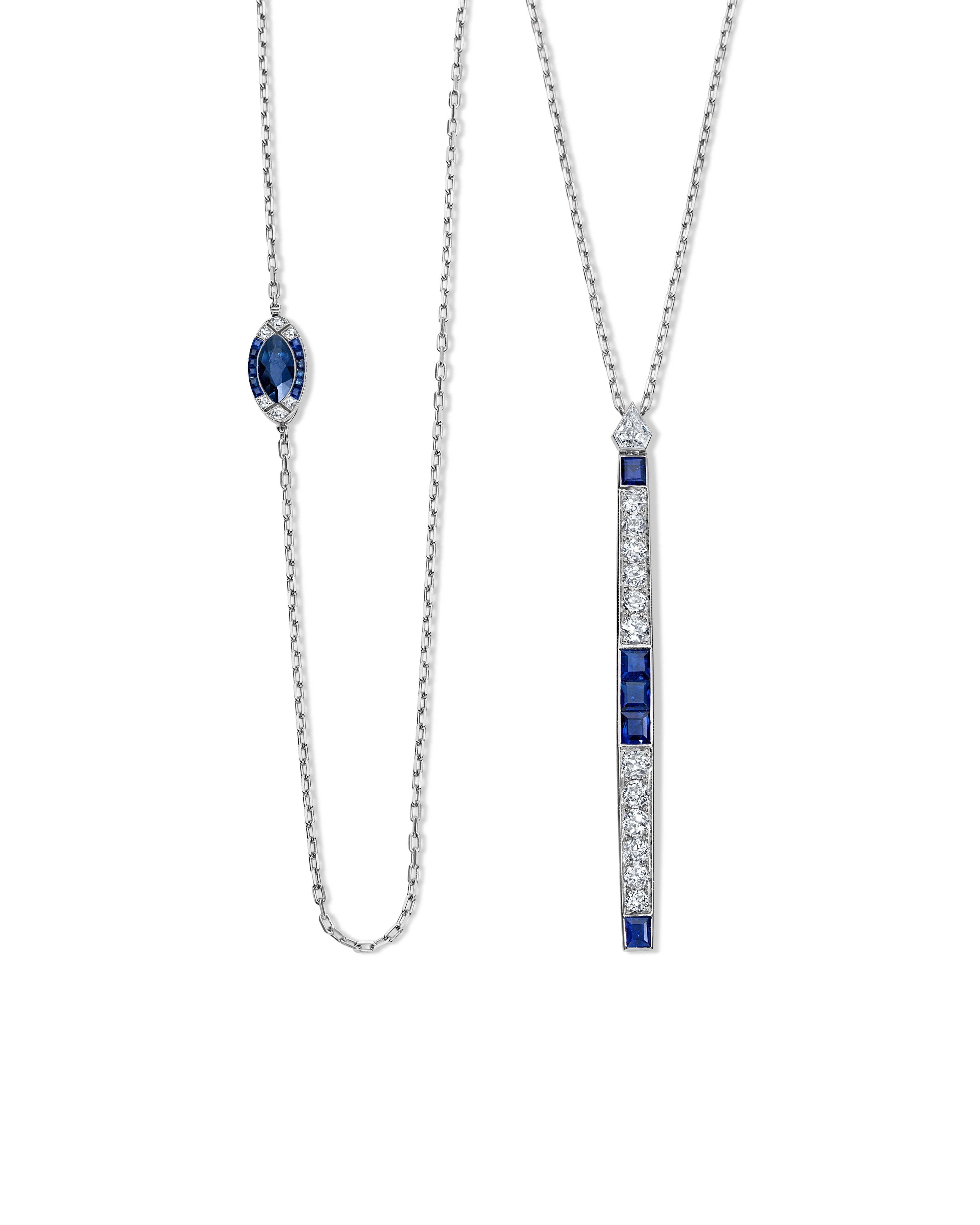 Diamond and Sapphire Bar Necklace