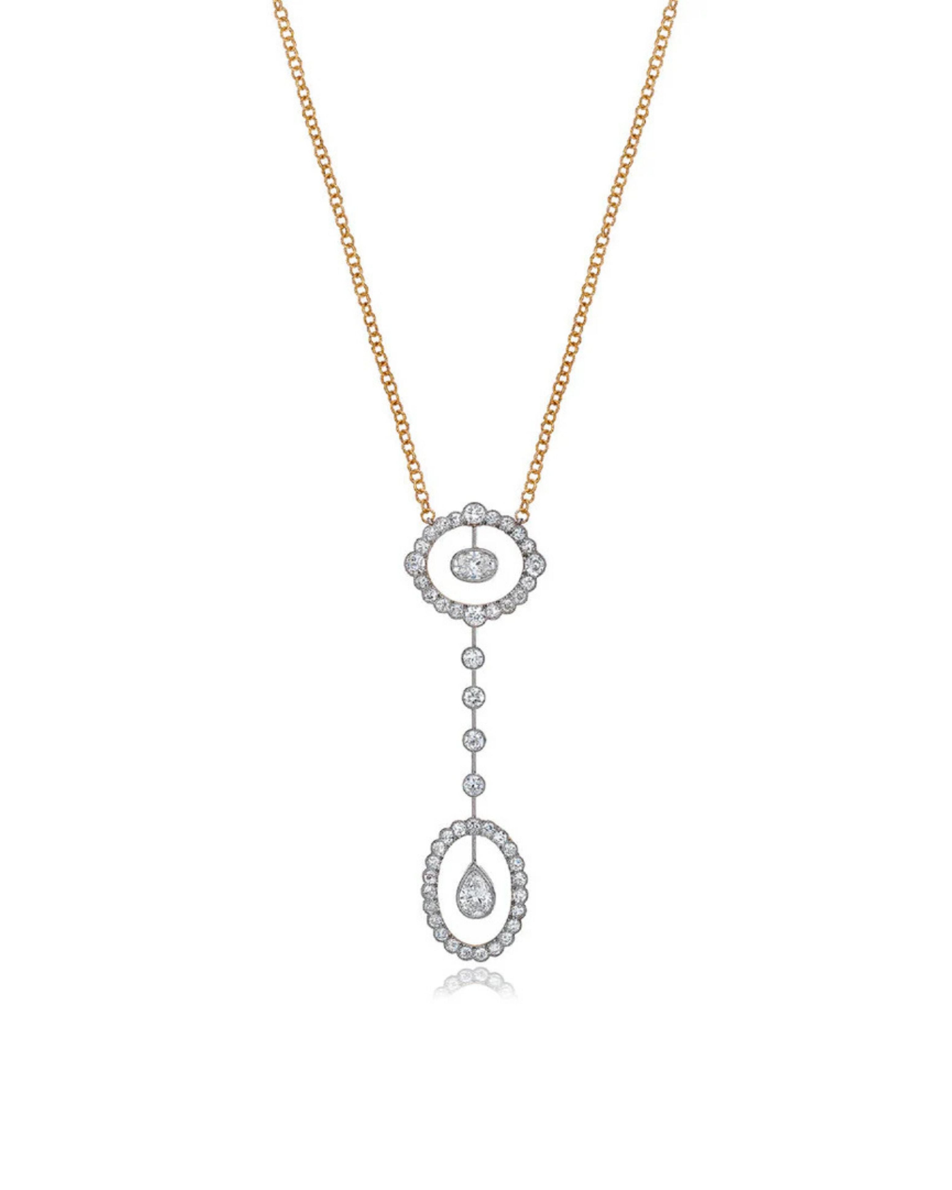 Double Floating Diamond Pendant Necklace