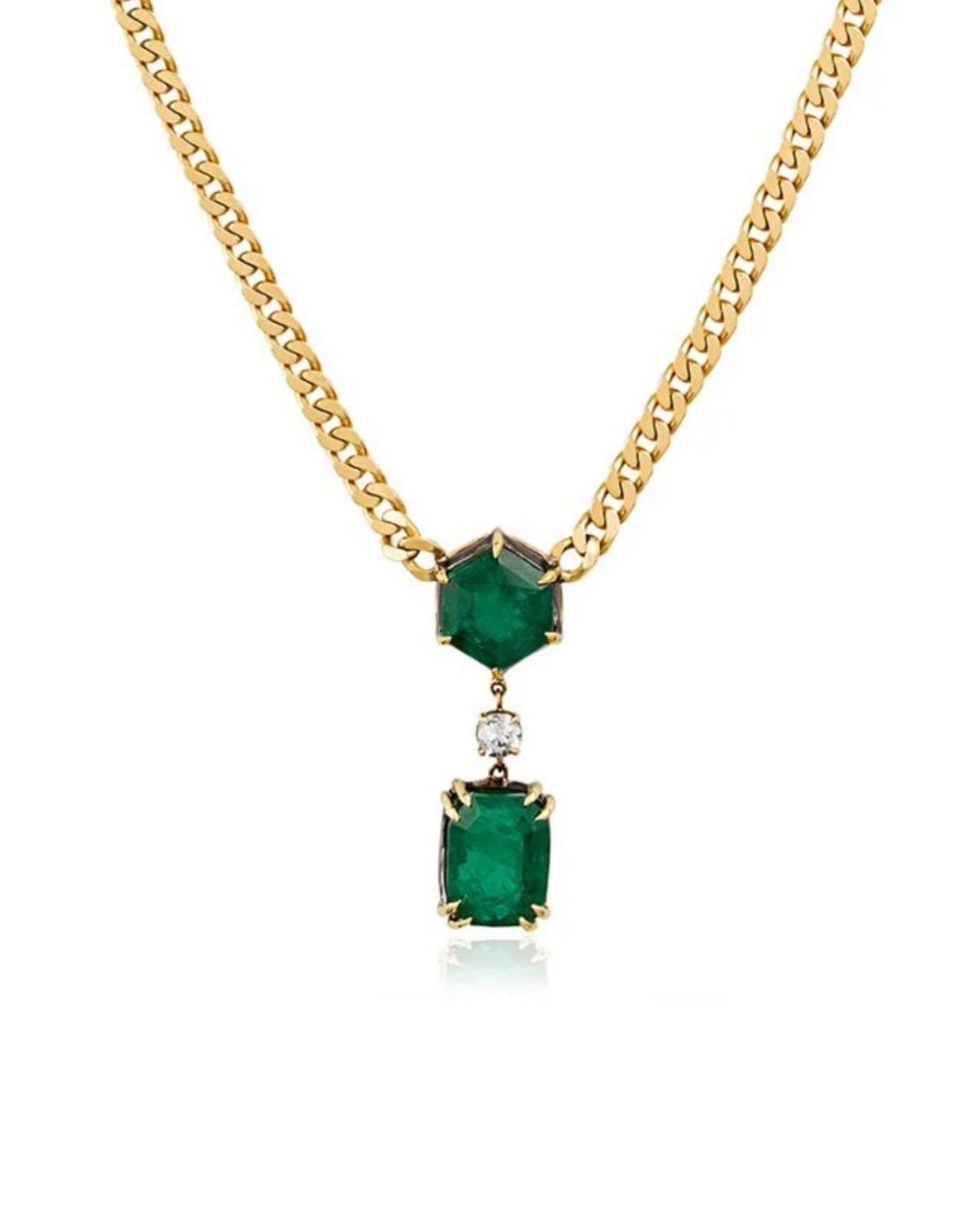 Dynamic Duo Emerald Necklace