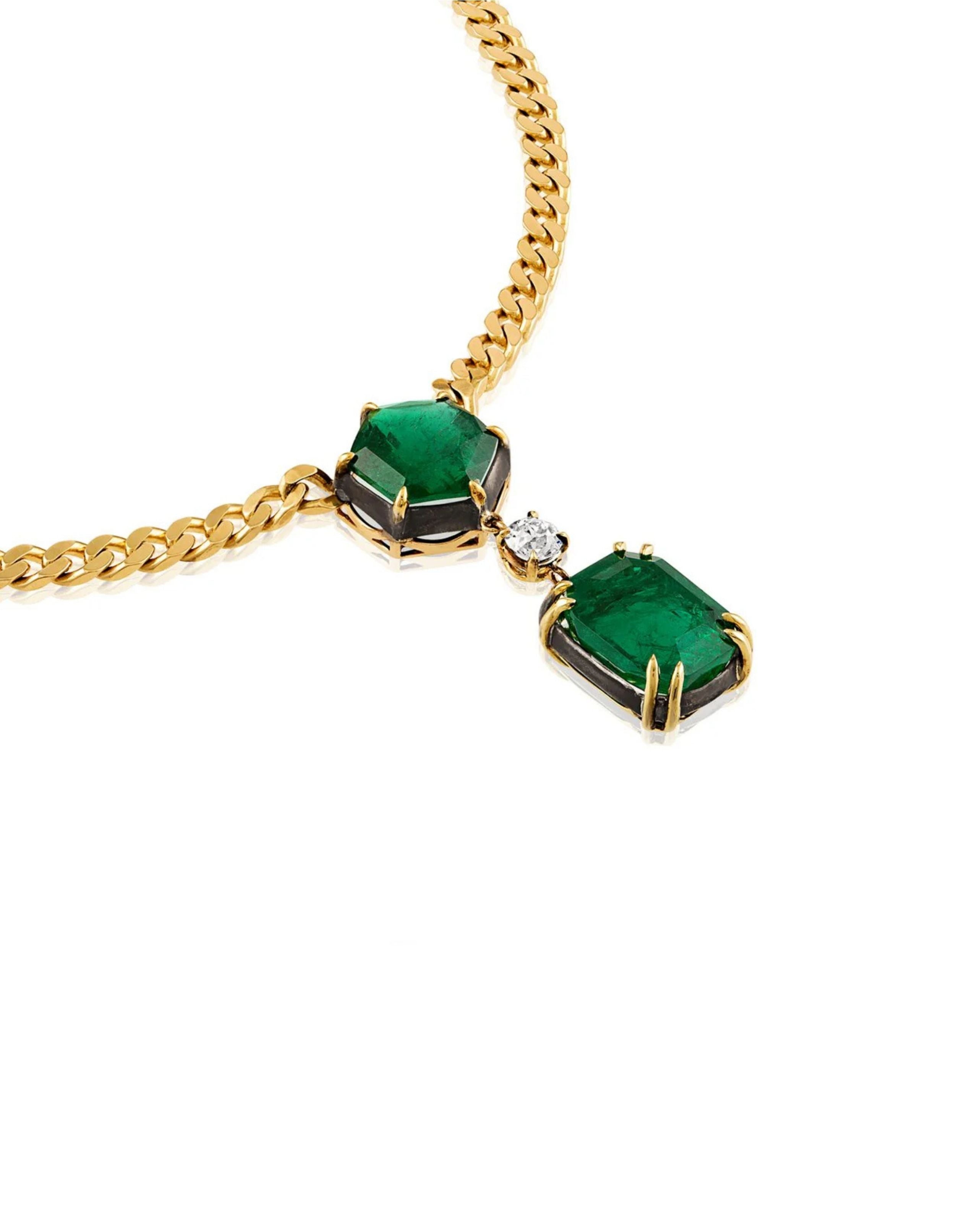 Dynamic Duo Emerald Necklace