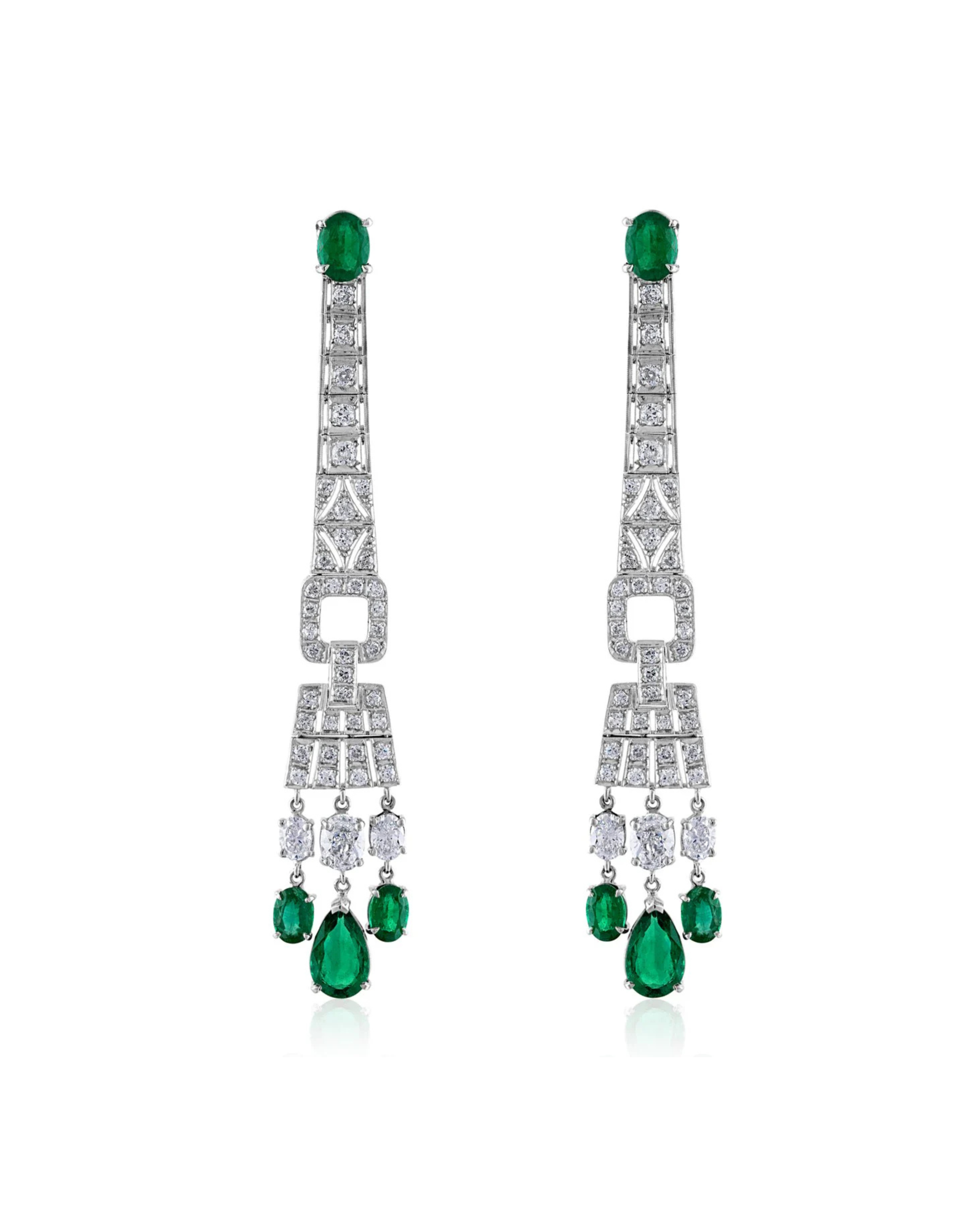 Emerald Shoulder Duster Bespoke Earrings