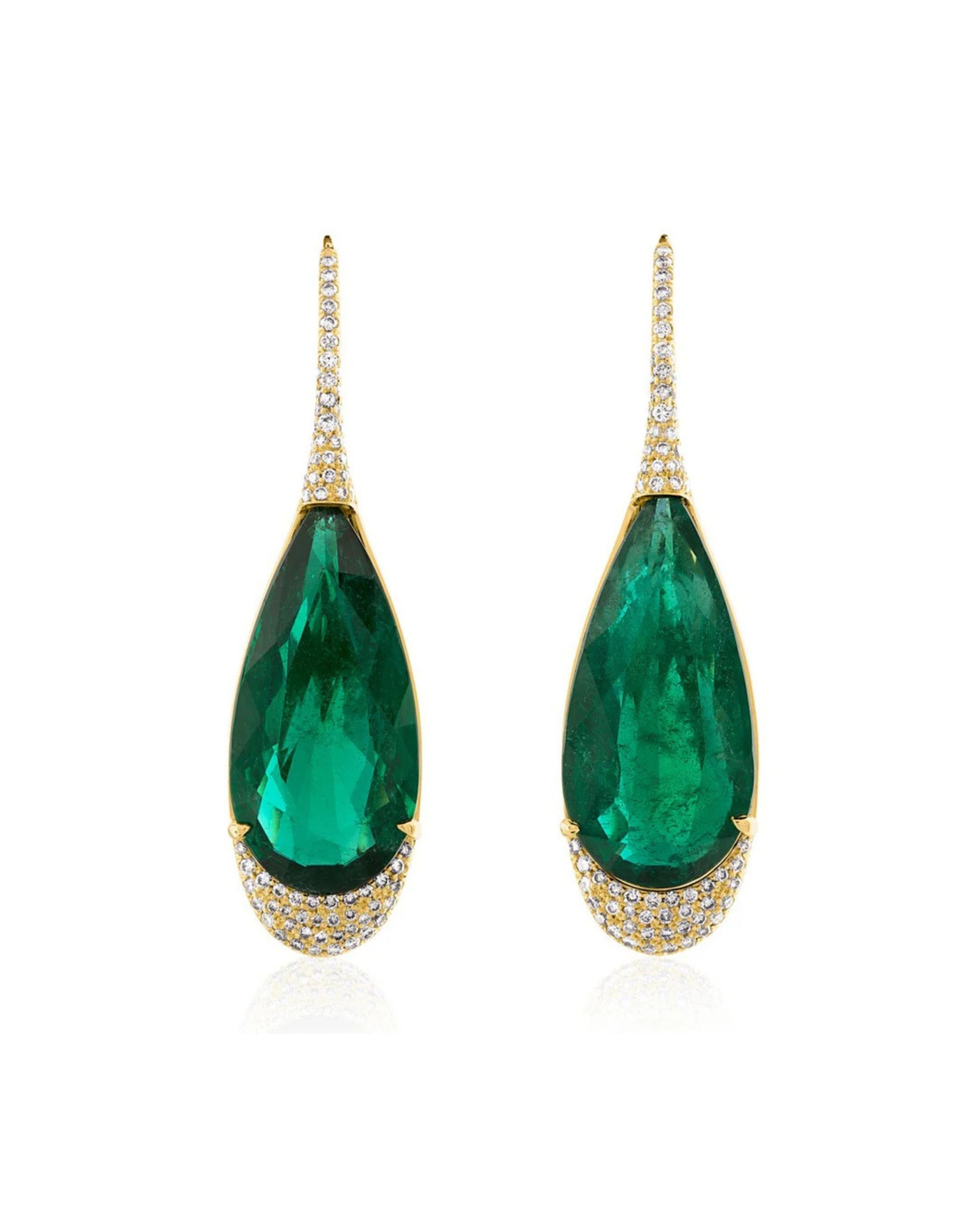 Emerald Diamond Icon Drop Earrings