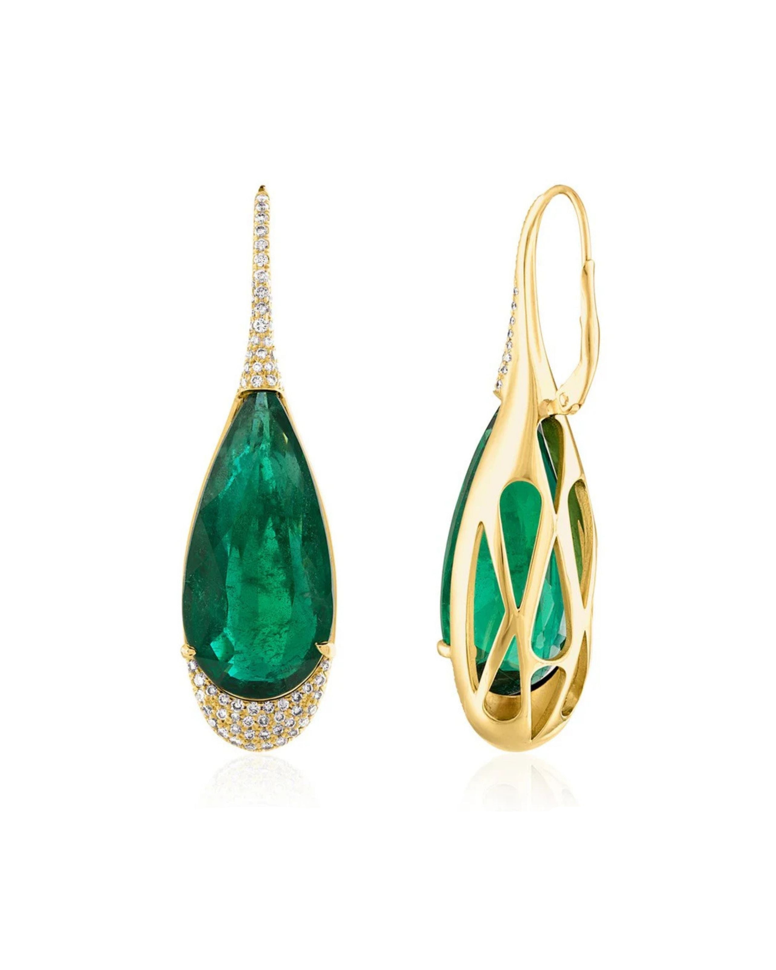 Emerald Diamond Icon Drop Earrings