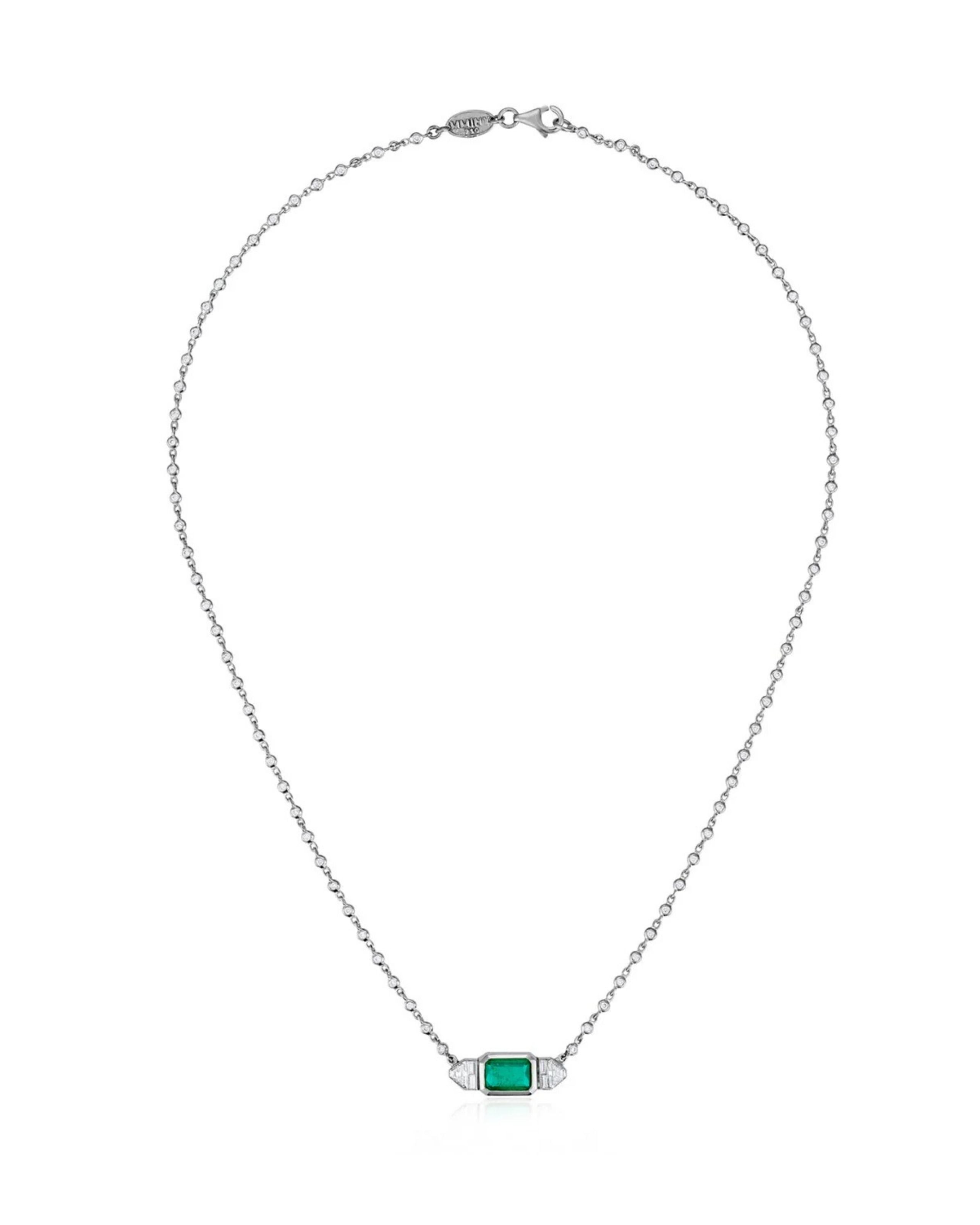 Emerald Diamond Trapezoid Necklace