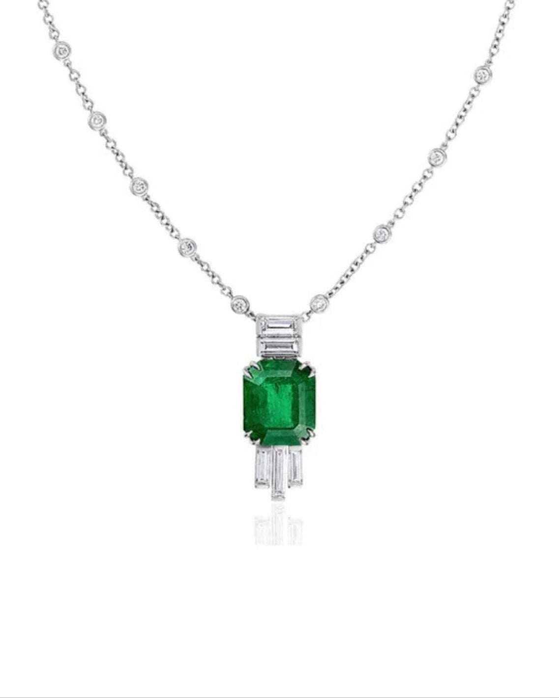 Emerald & Diamond Joaillerie Pendant Necklace