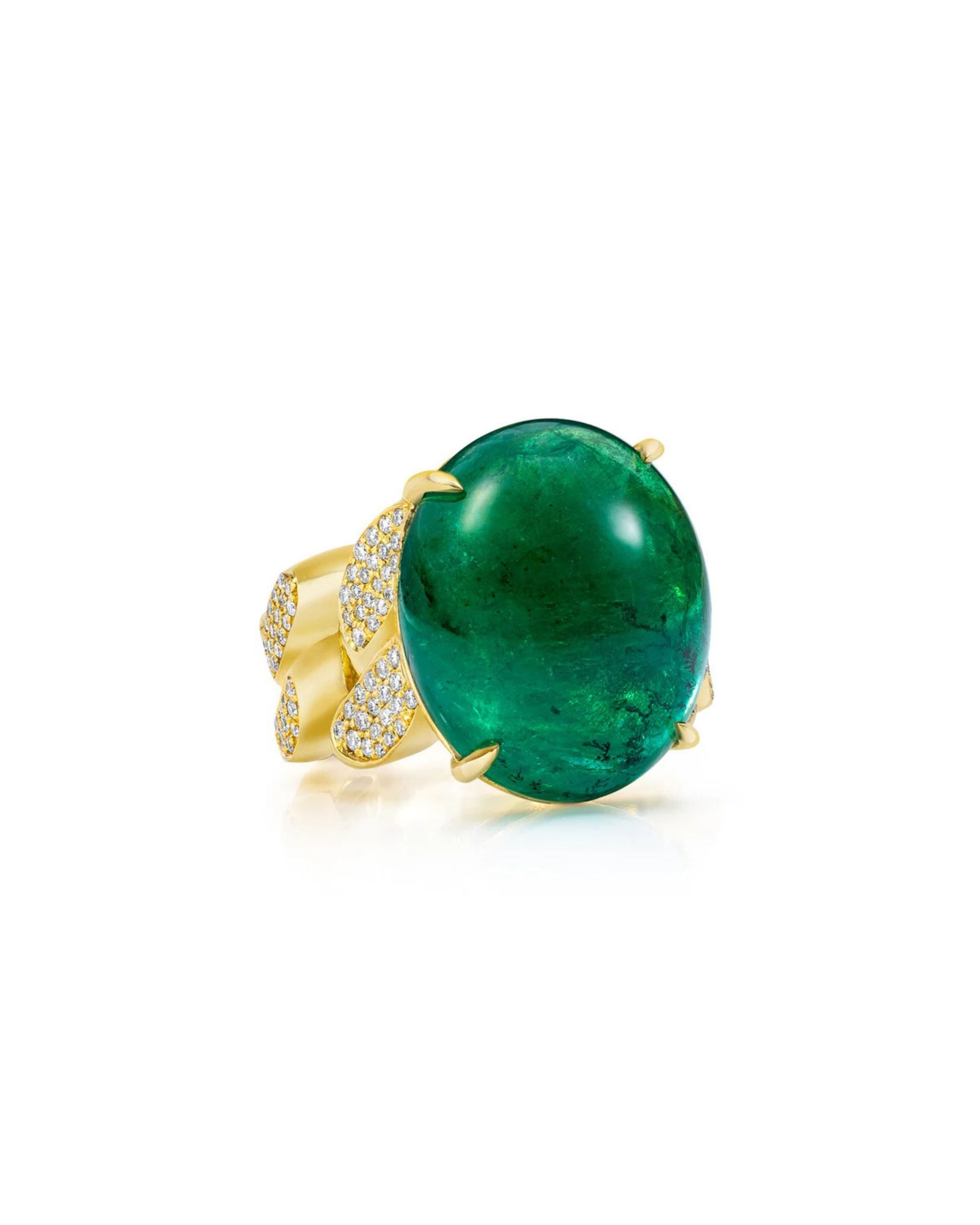 Emerald & Diamond Link Ring