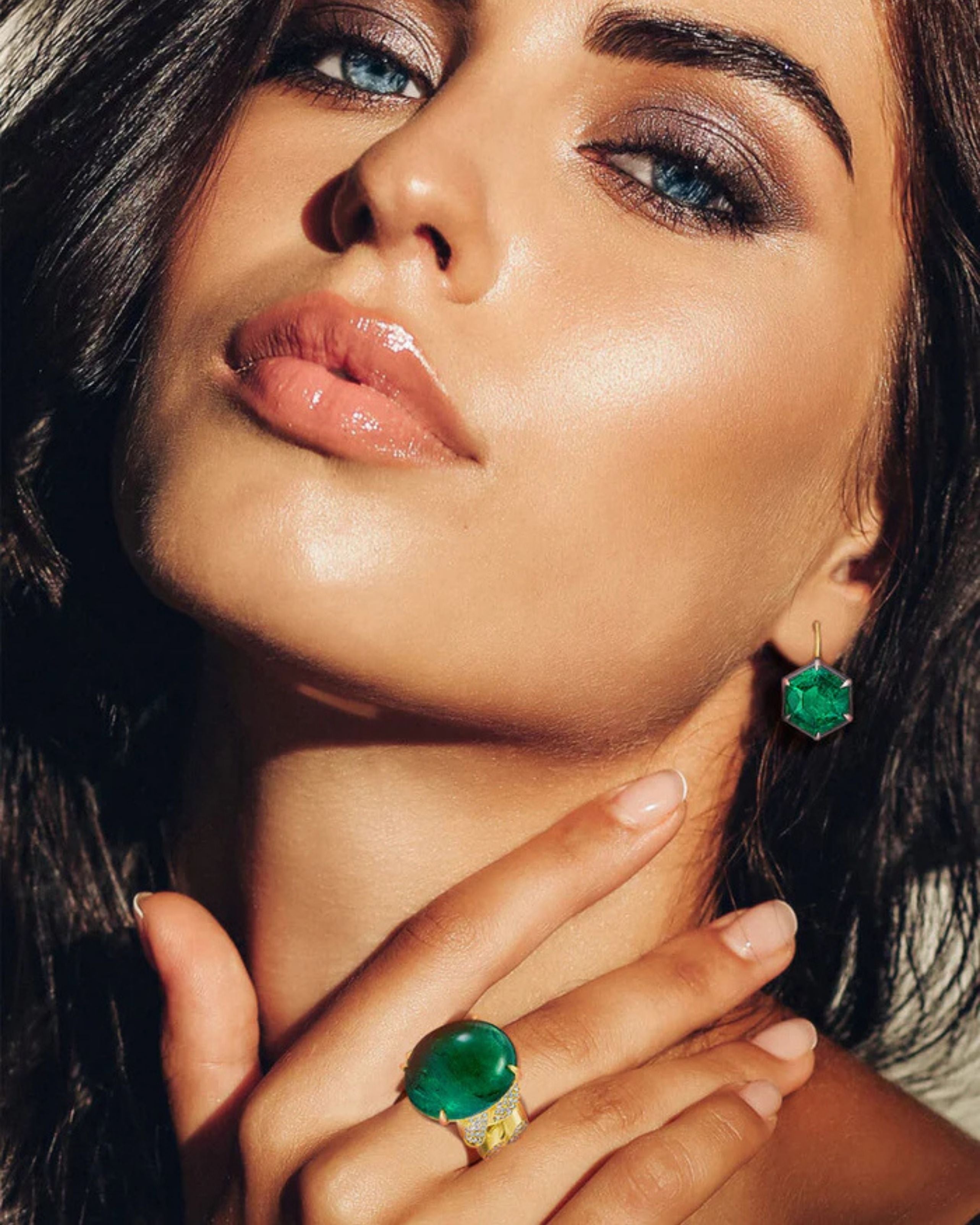 Emerald & Diamond Link Ring