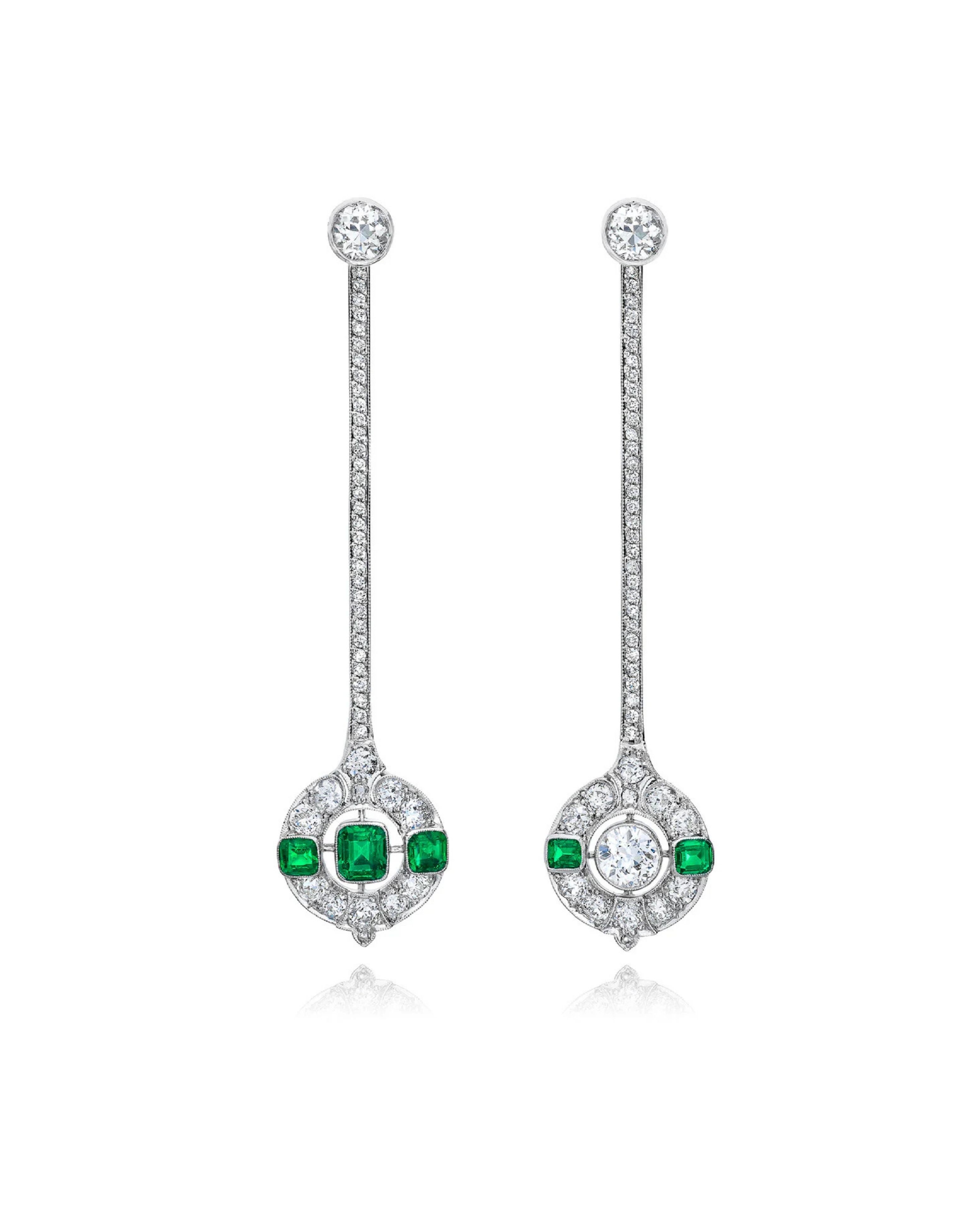 Emerald & Diamond Mismatch Detachable Earrings