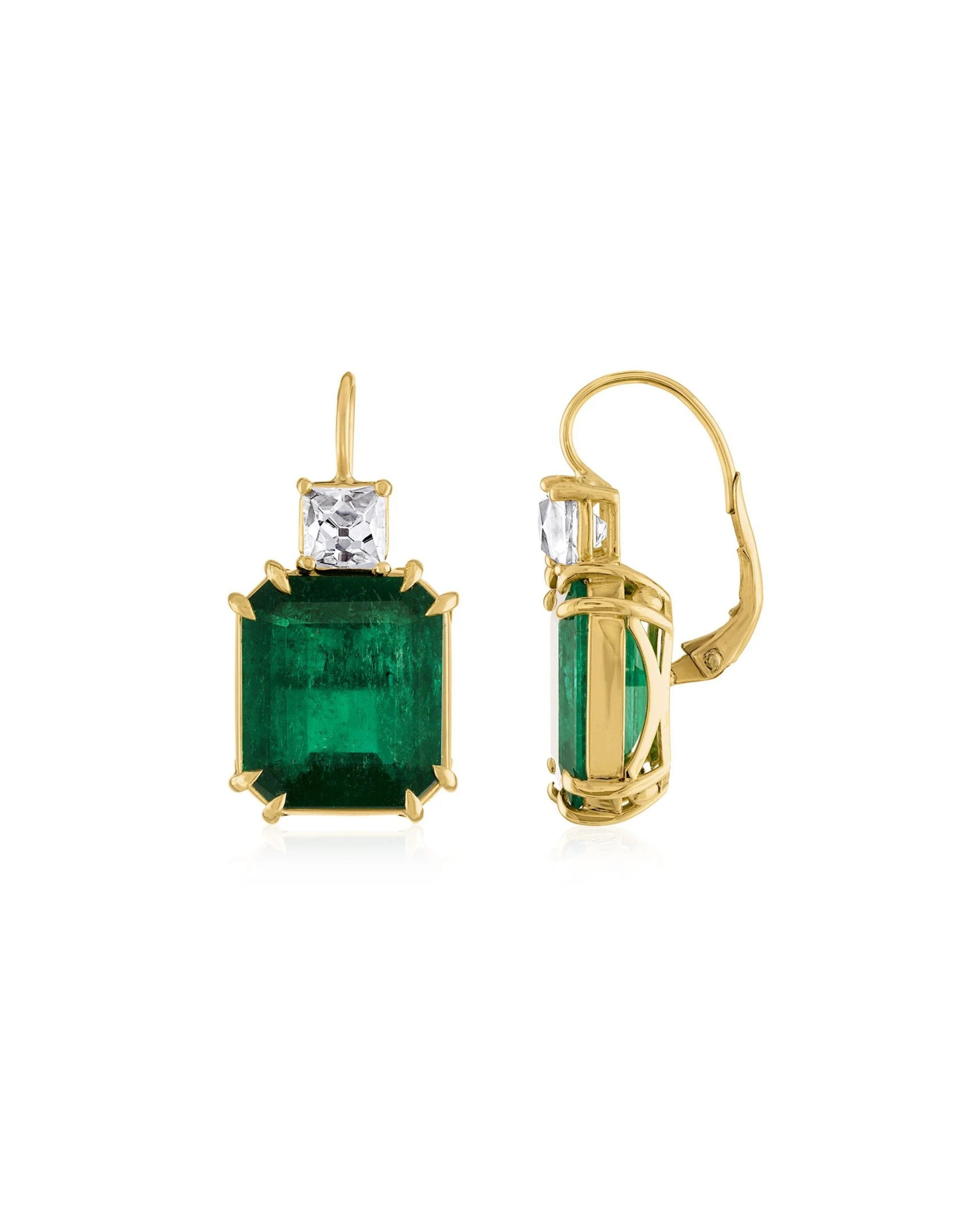 Emerald & French Cut Diamond Sheri Earrings