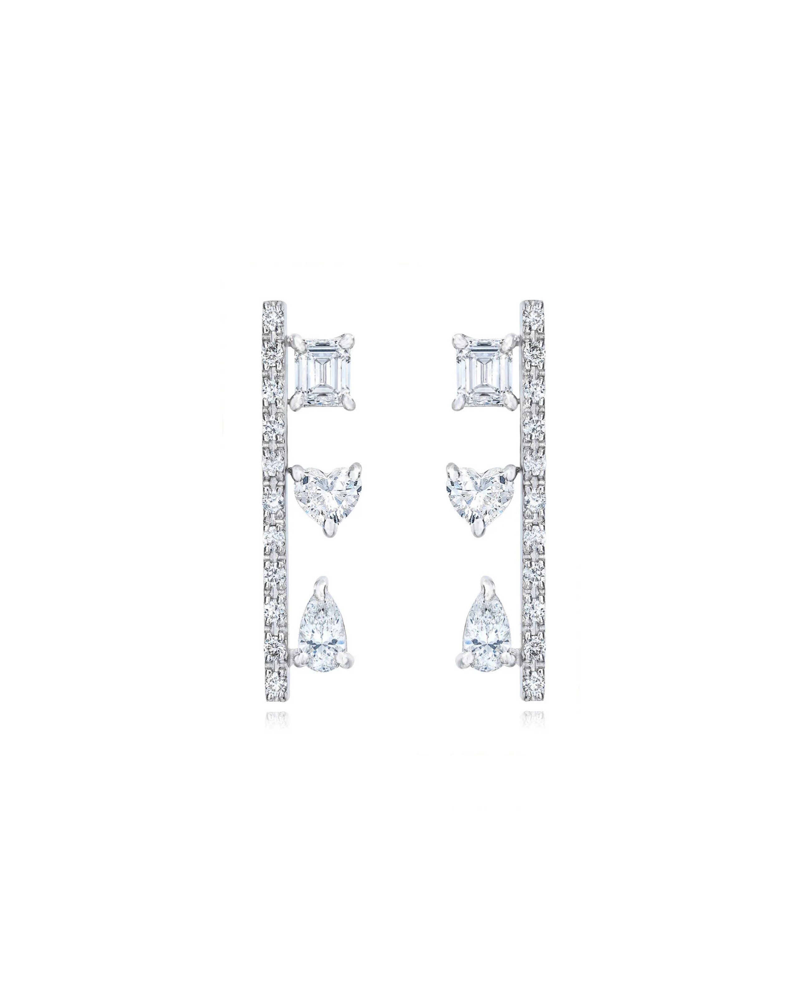 Fancy Cut Bar Earrings