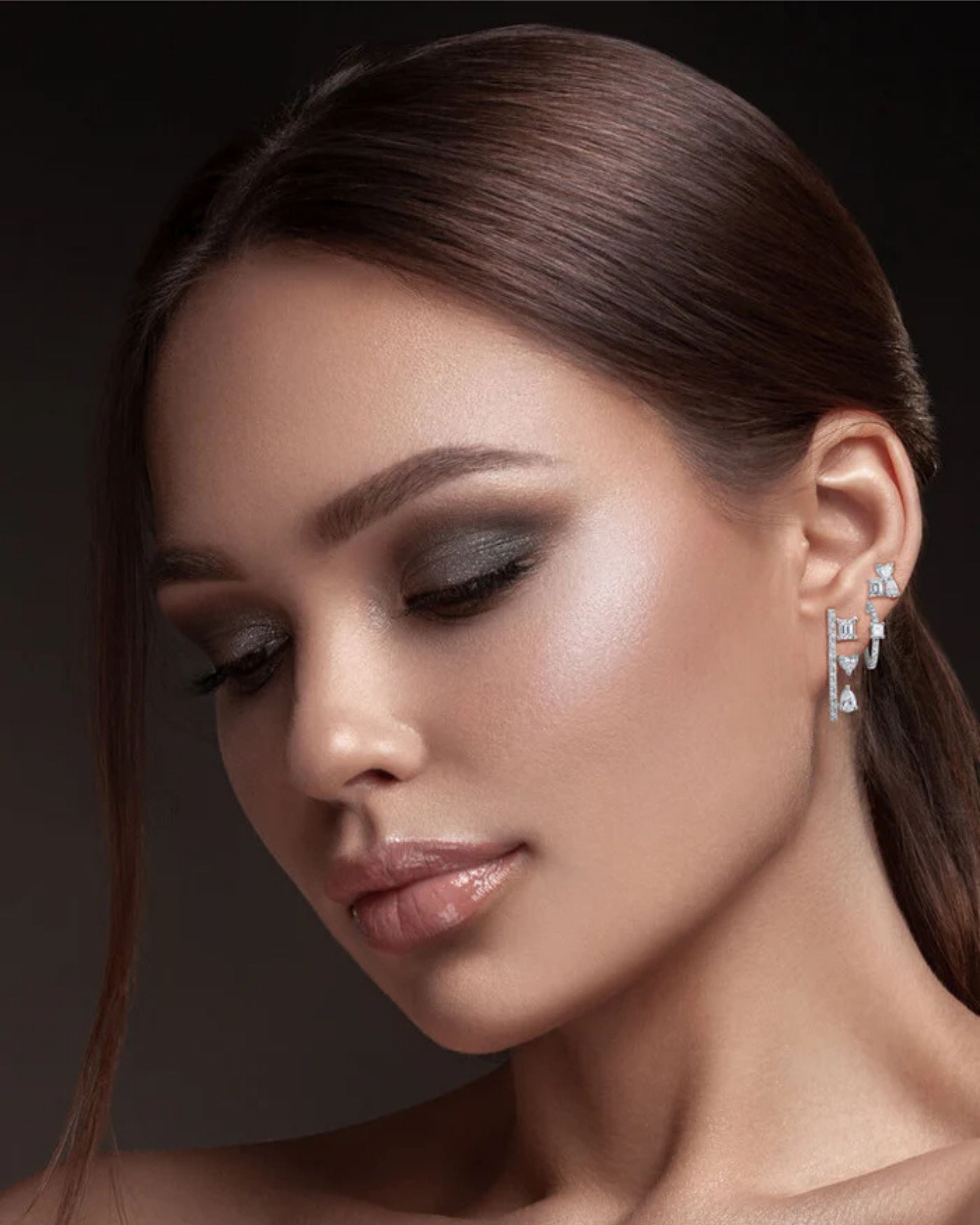 Fancy Cut Cluster Stud Earrings