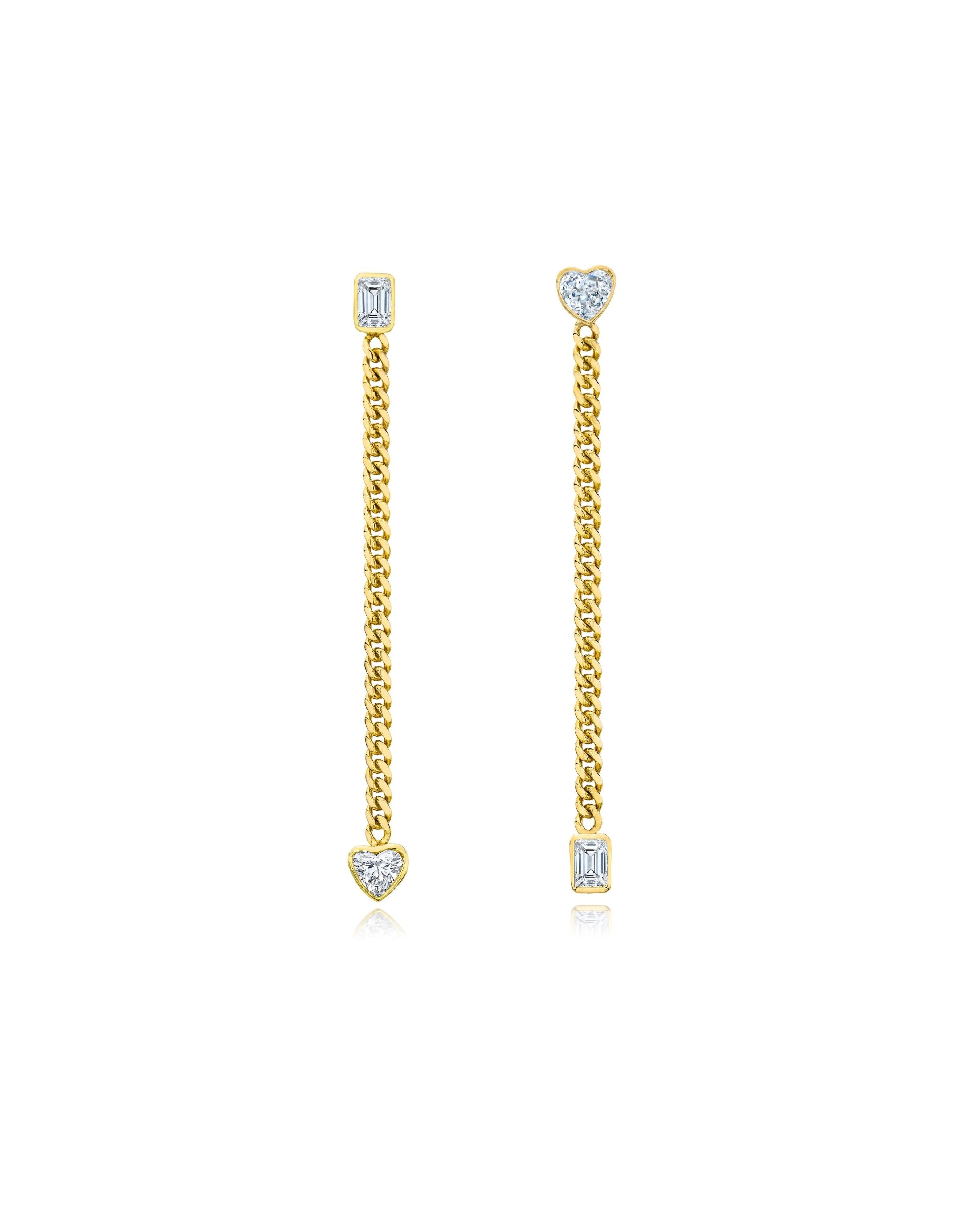 Fancy Cut Chain Diamond Mismatched Earrings