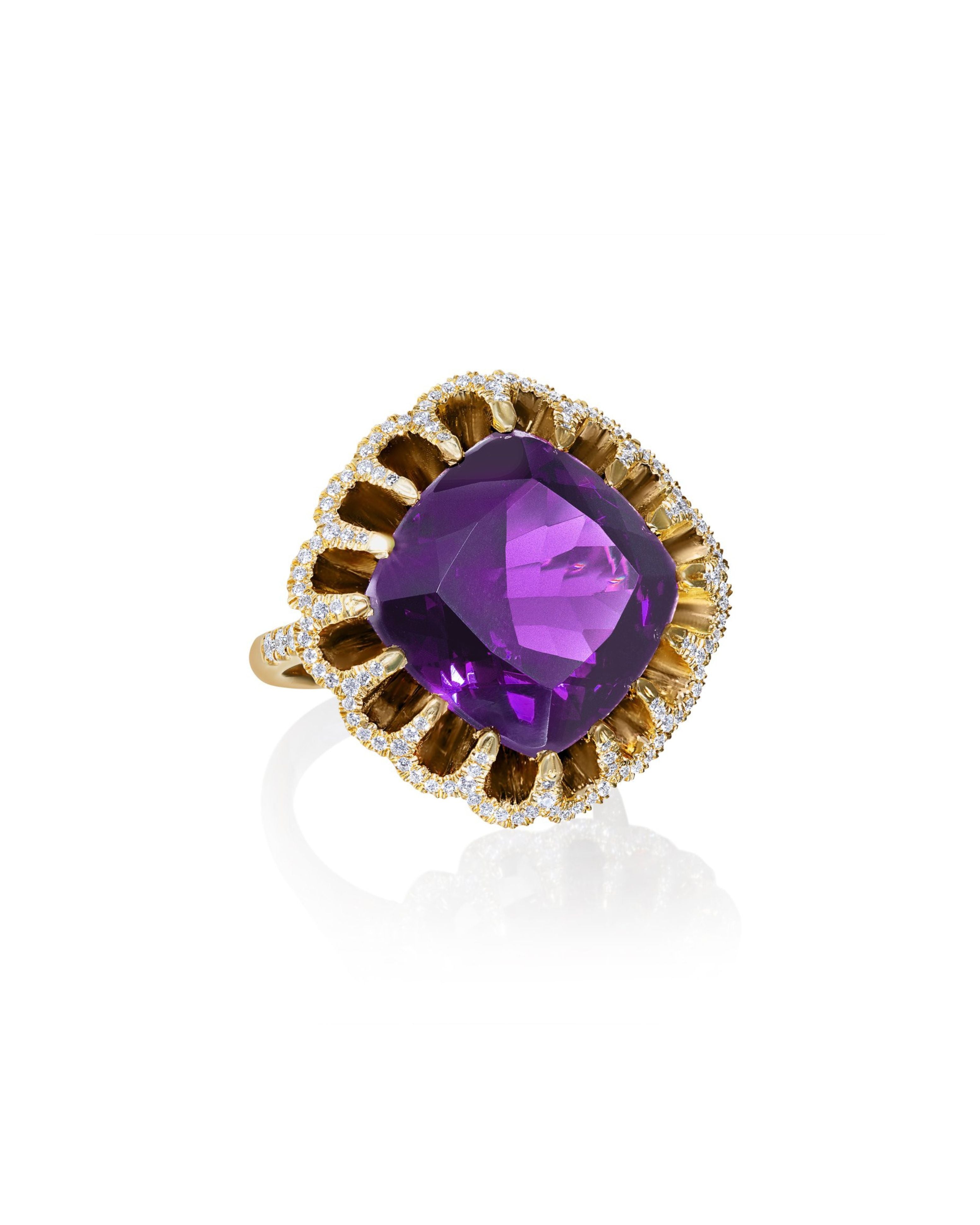 Floating Amethyst and Diamond Ring