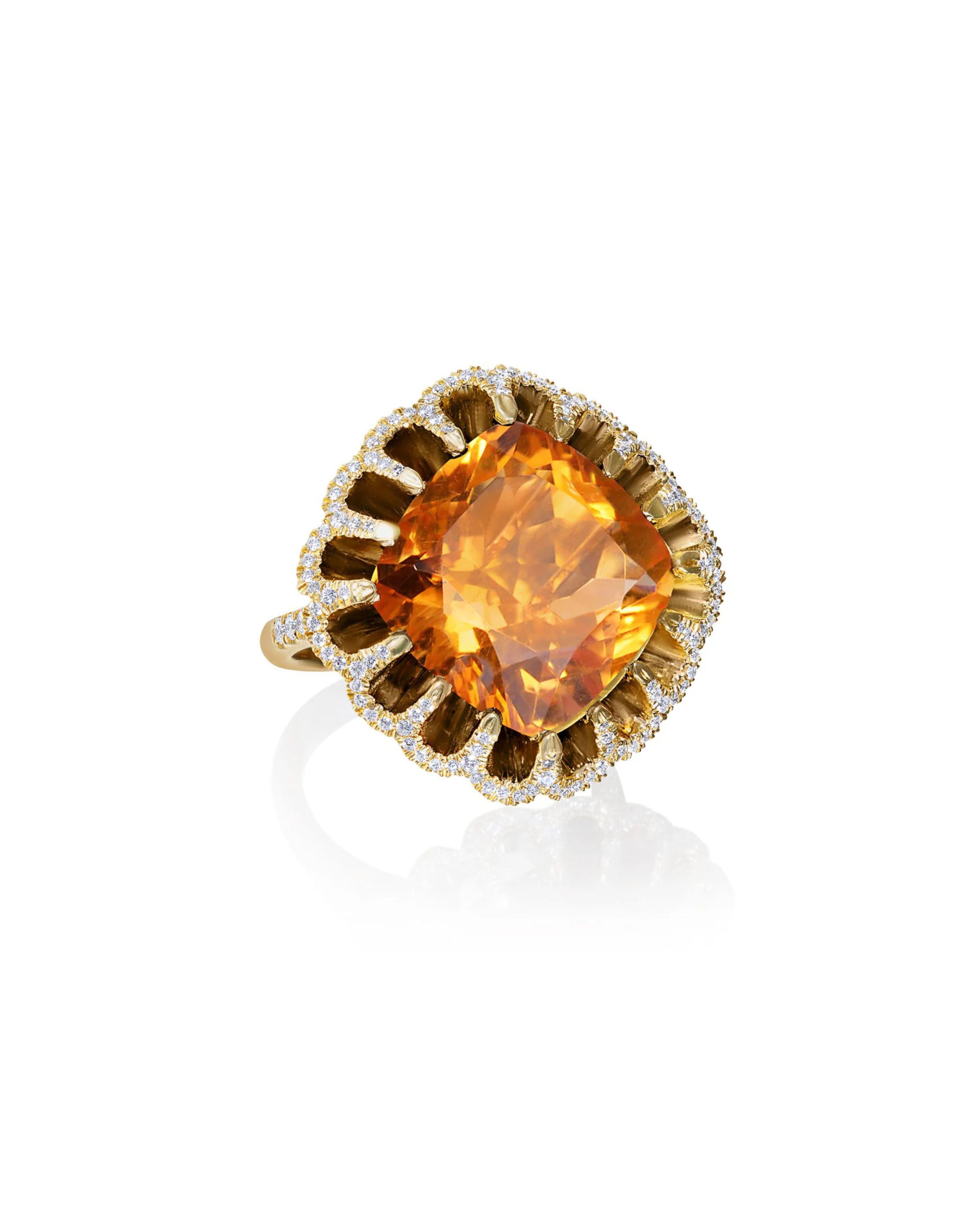 Floating Citrine and Diamond Ring