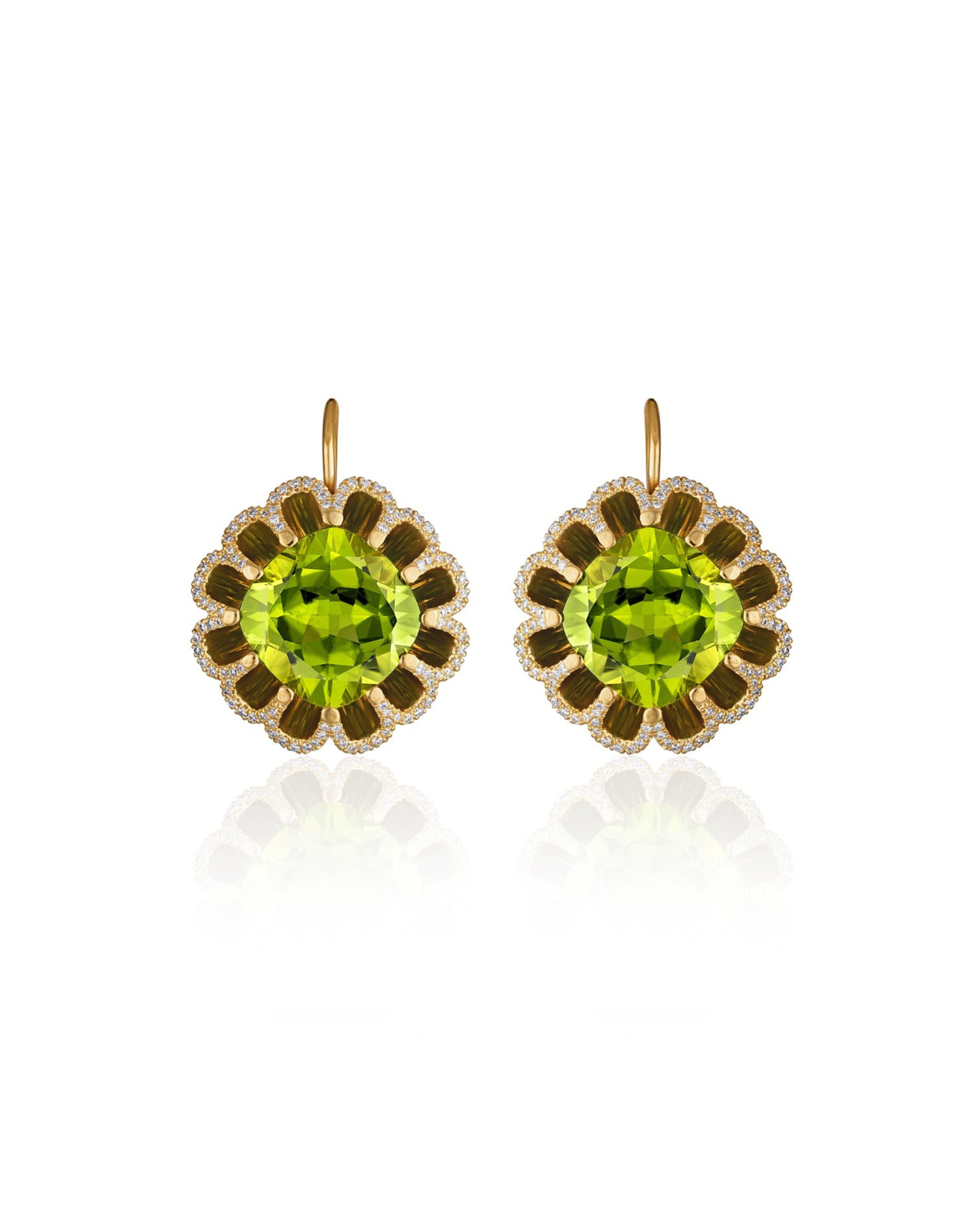 Floating Peridot and Diamond Drop Earrings