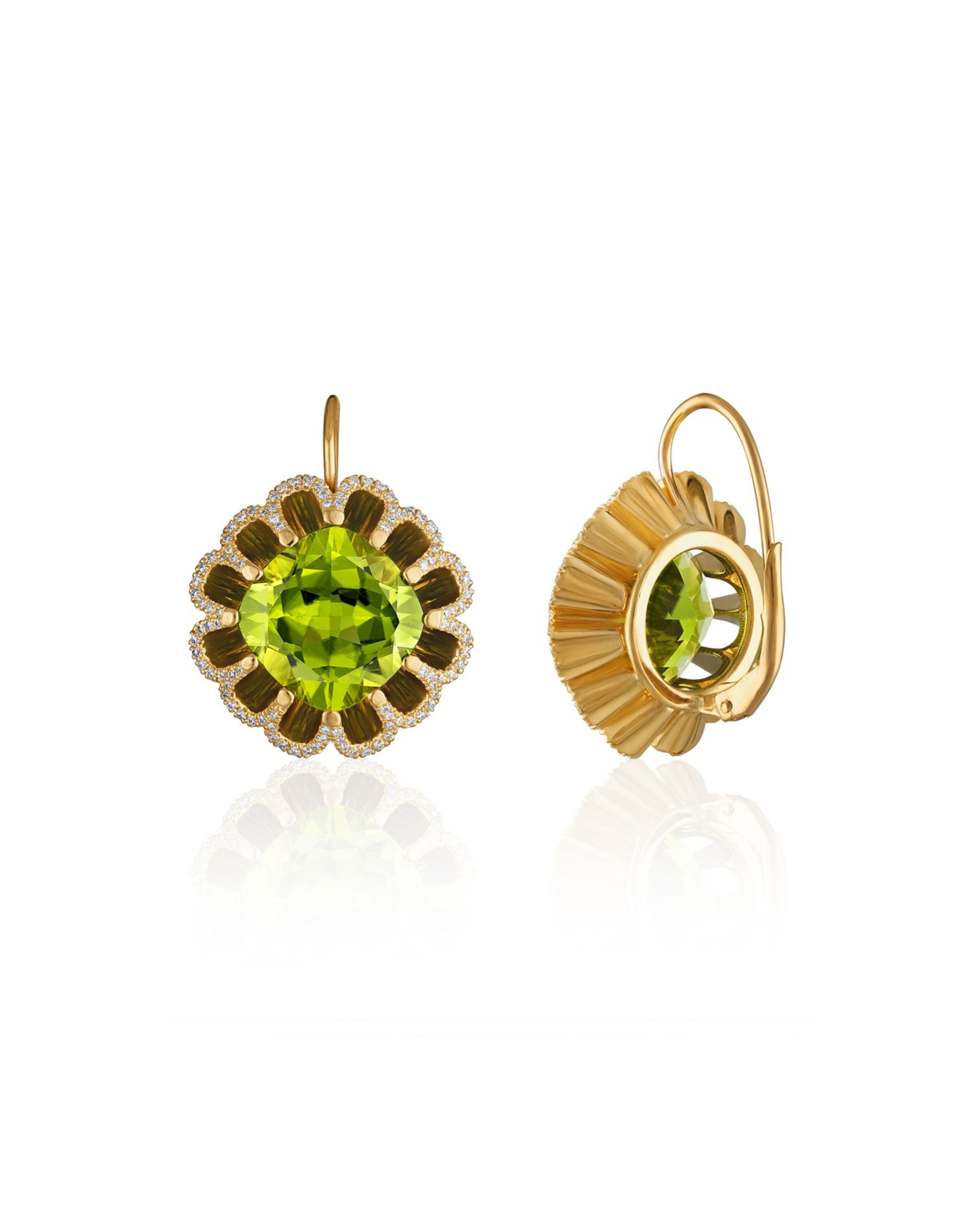 Floating Peridot and Diamond Drop Earrings