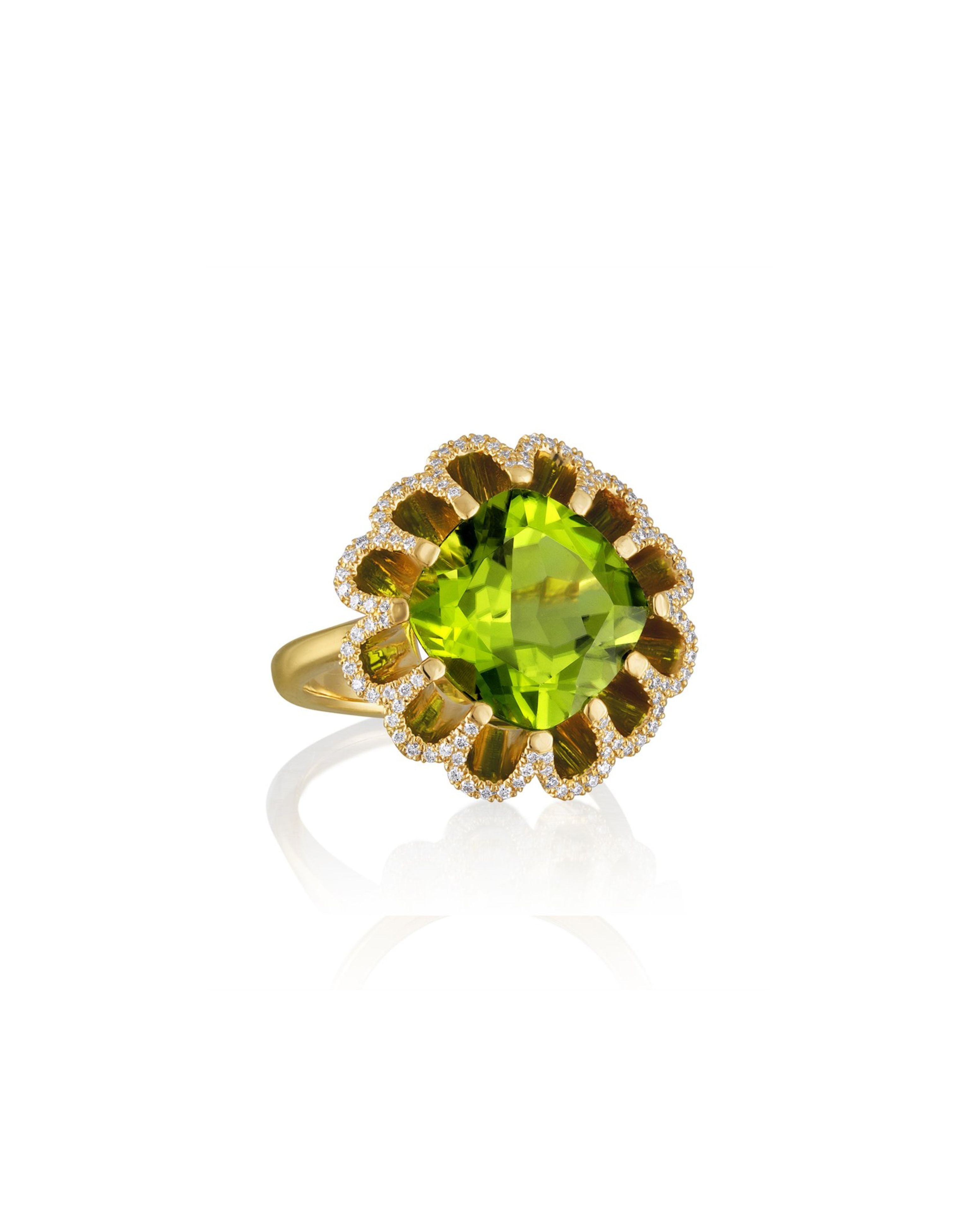Floating Peridot and Diamond Ring