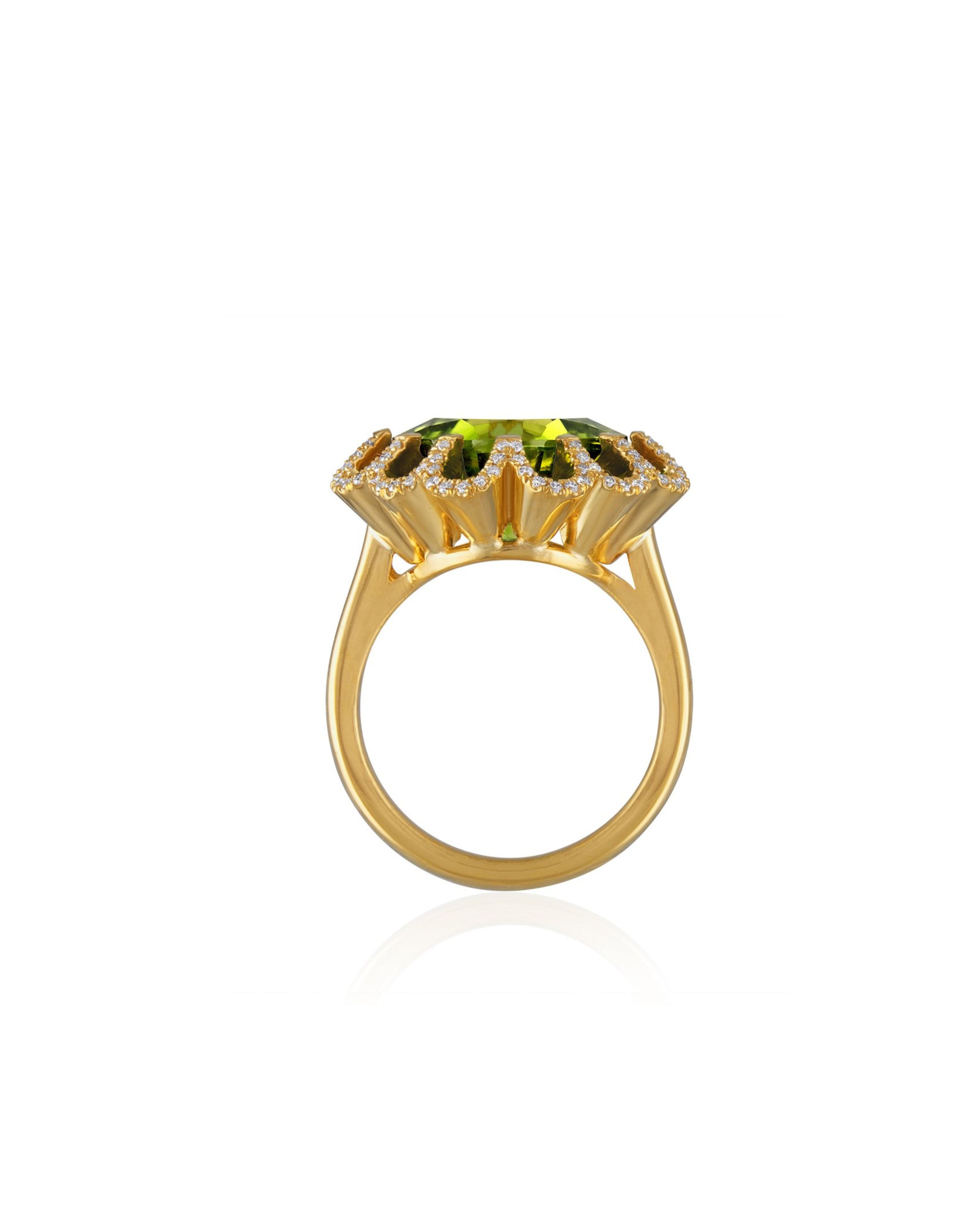 Floating Peridot and Diamond Ring