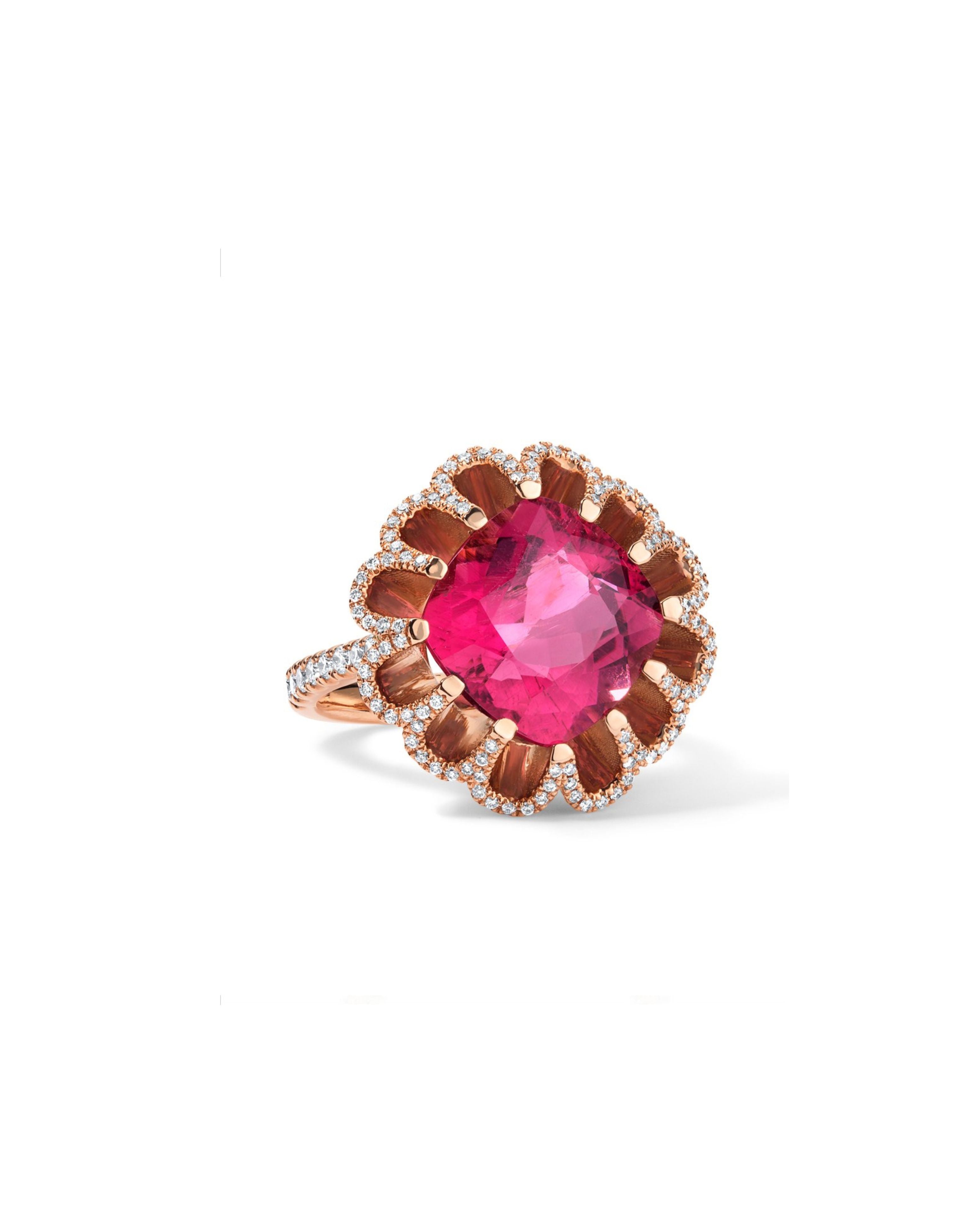 Floating Pink Tourmaline and Diamond Ring