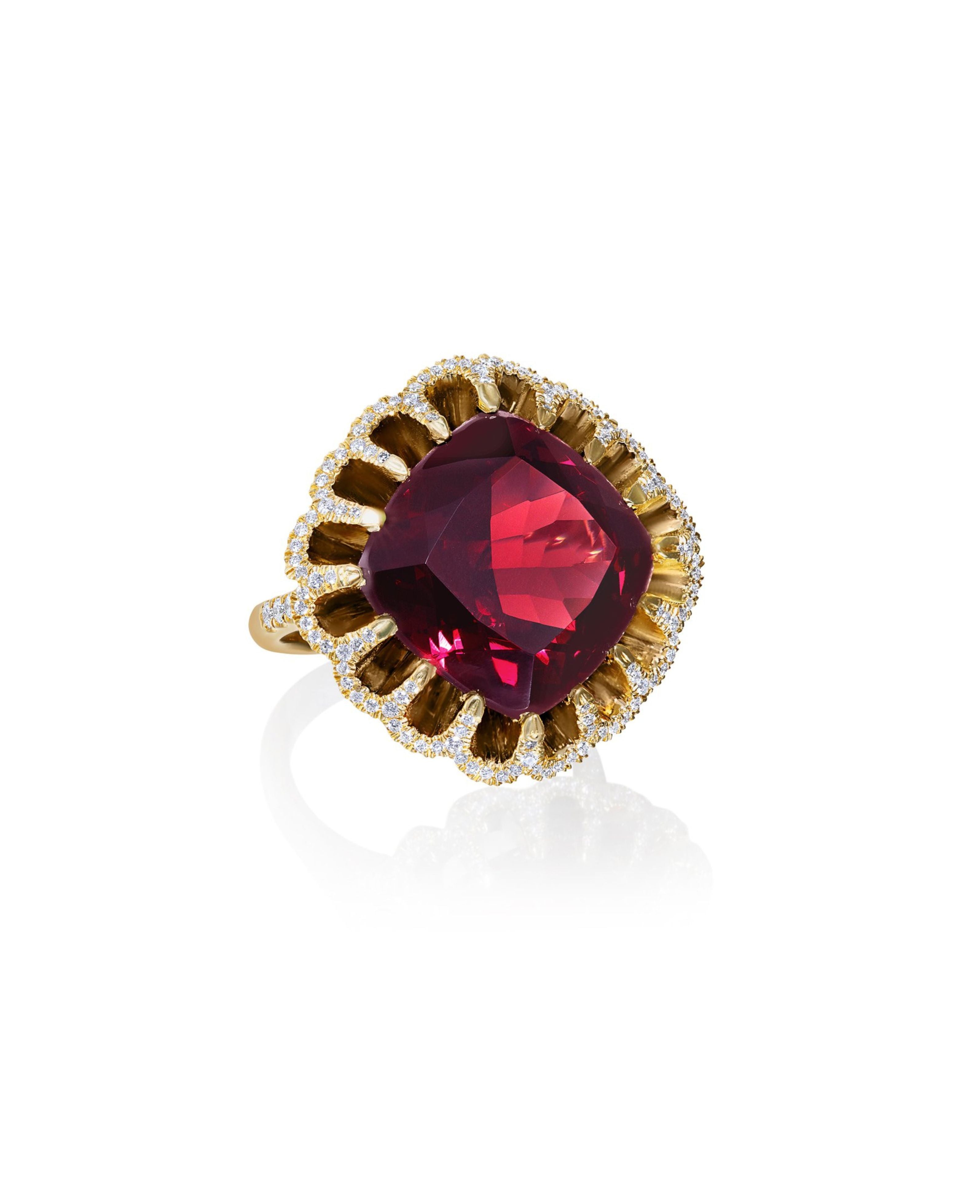 Floating Rhodolite Garnet Ring