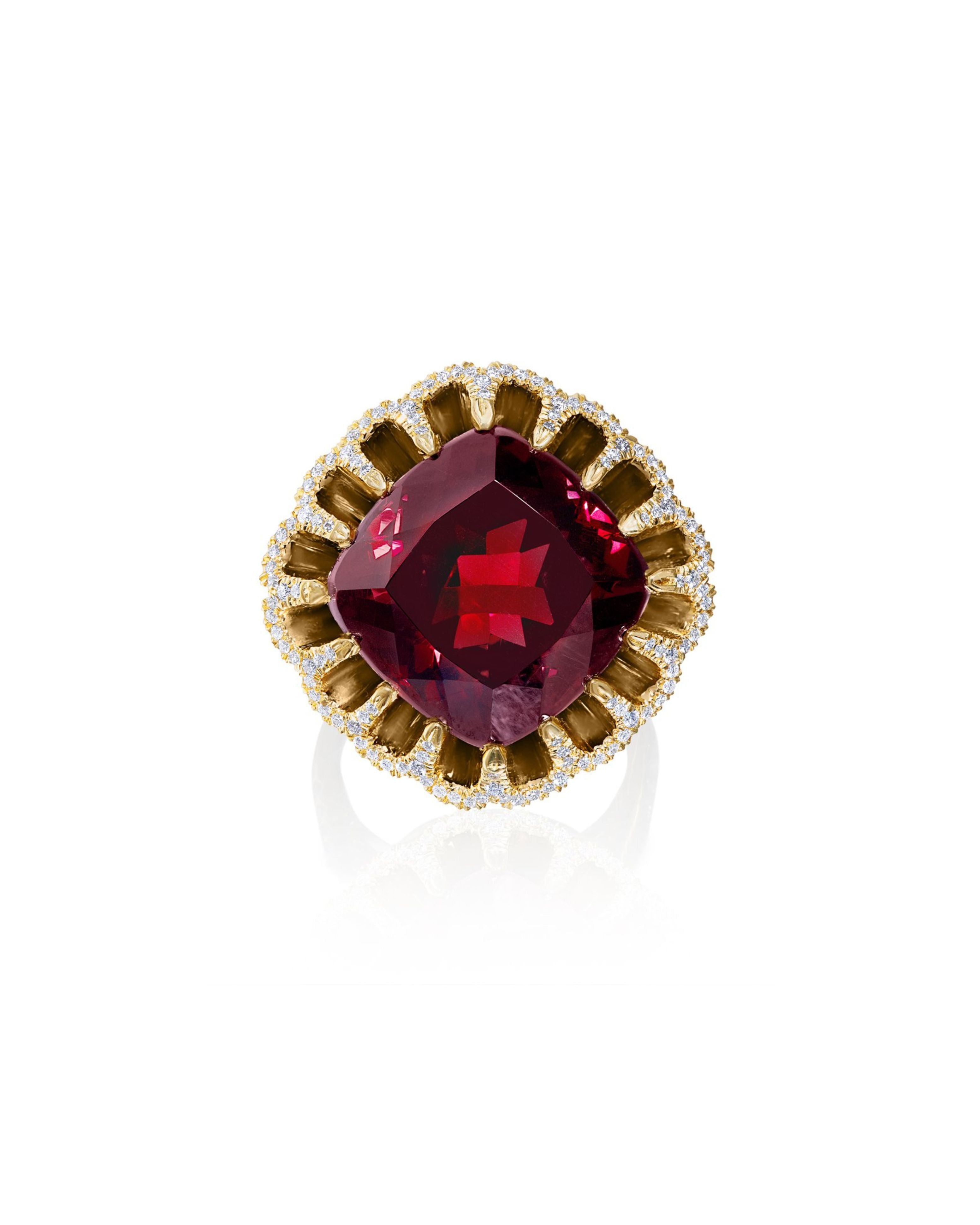 Floating Rhodolite Garnet Ring