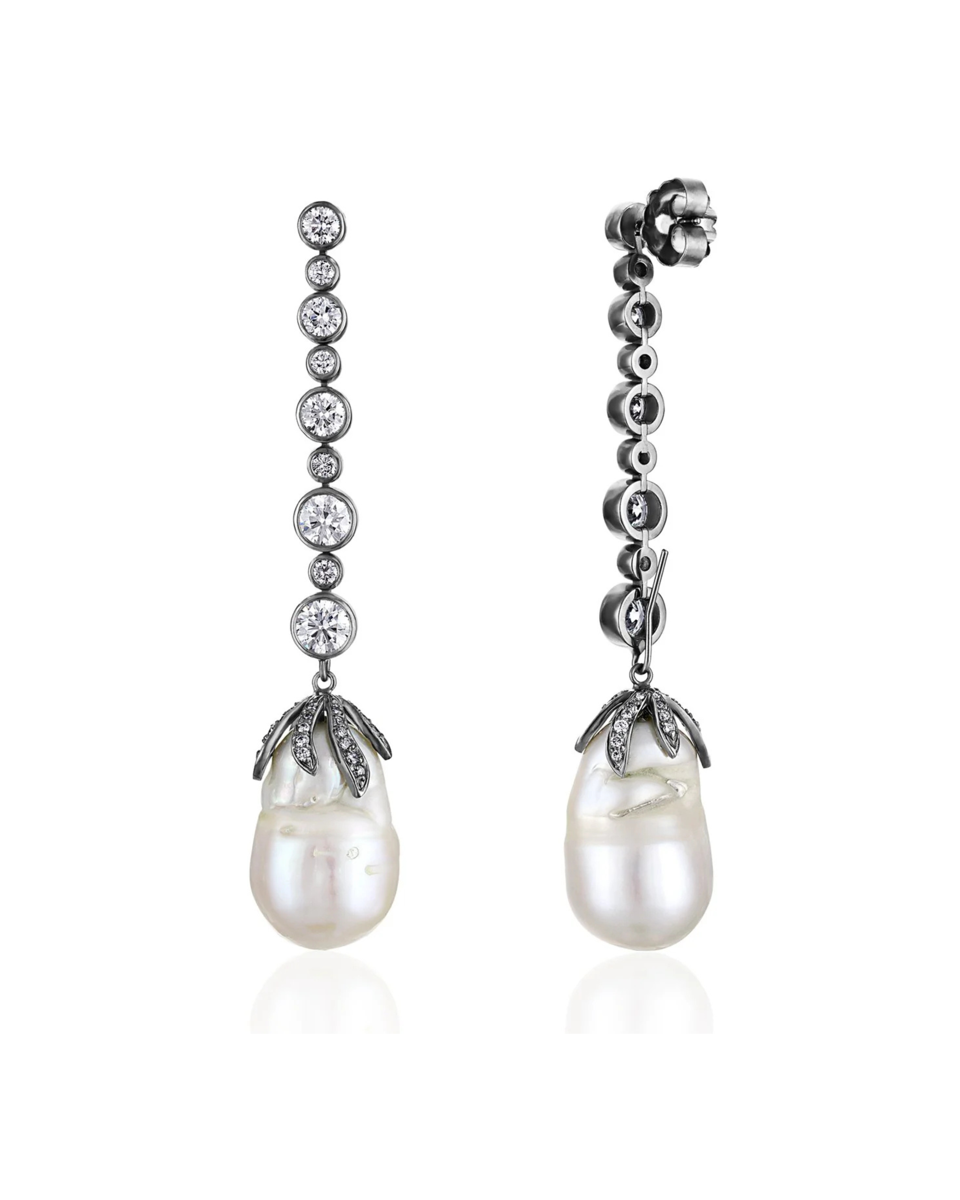 Freshwater Diamond Claw Earrings