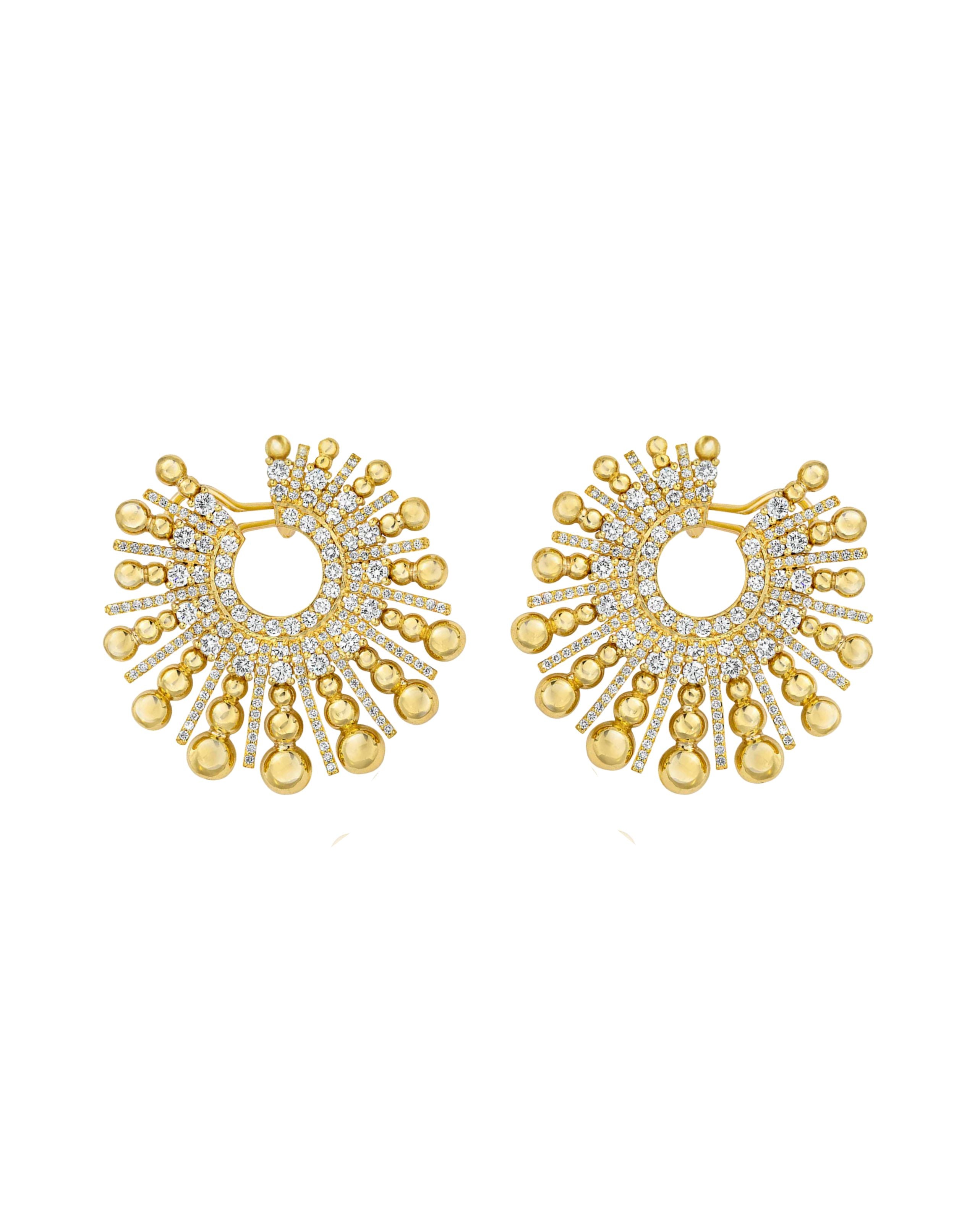 Gold Diamond Spoke Earrings