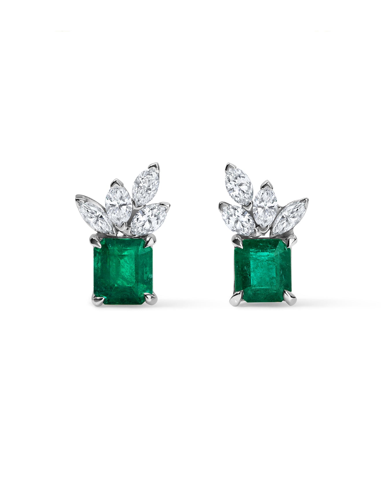 Emerald Cluster Marquis Studs