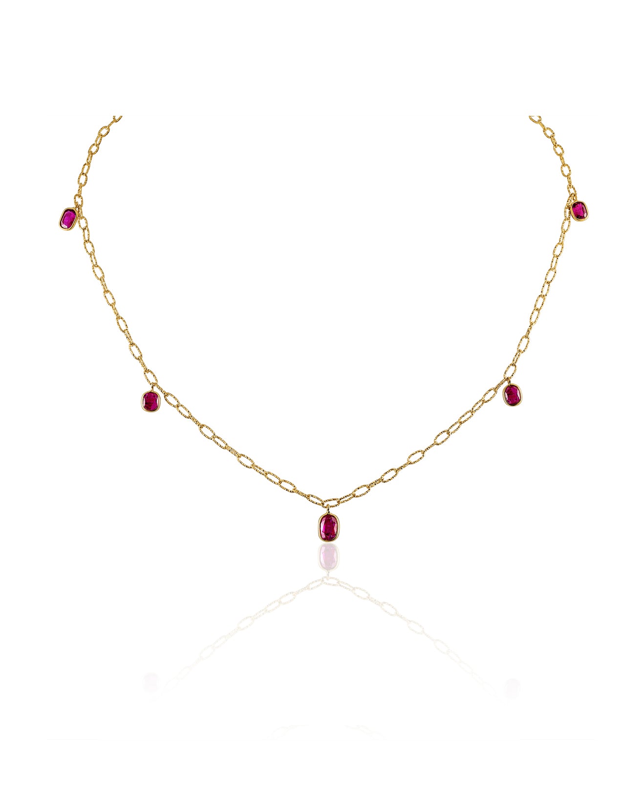Ruby 5 Drop Tinsel Chain Necklace - 16 inches