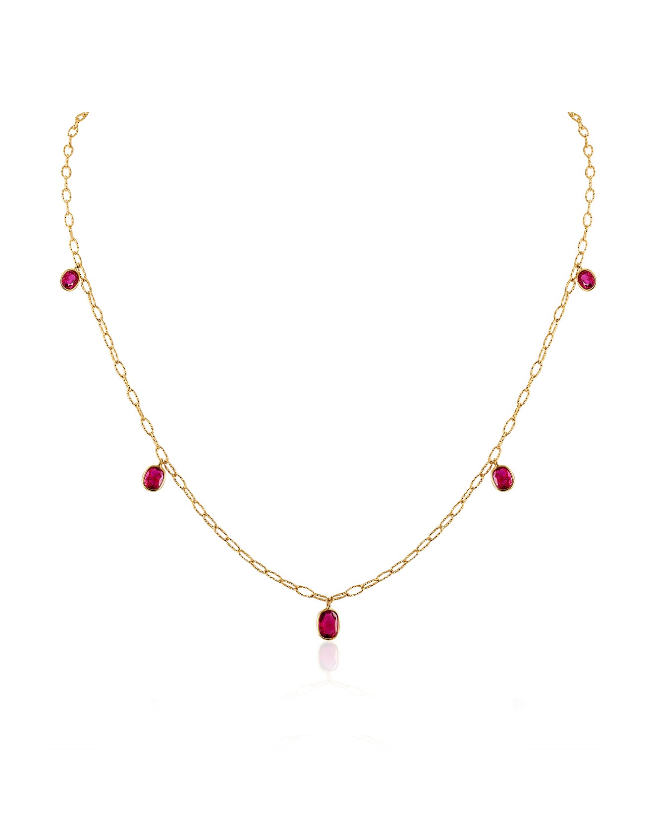 Ruby 5 Drop Tinsel Chain Necklace - 18 inch