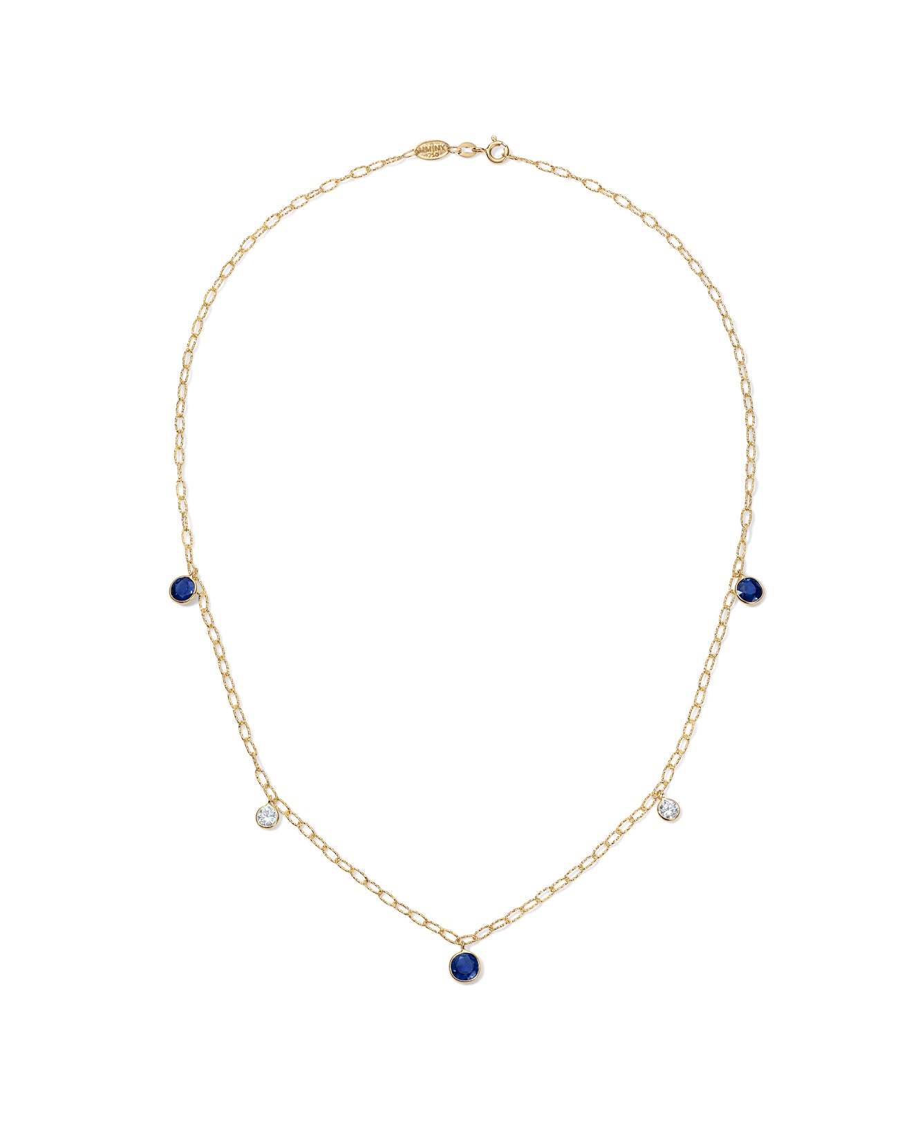 Ceylon Sapphire and Diamond 5 Drop Tinsel Chain Necklace