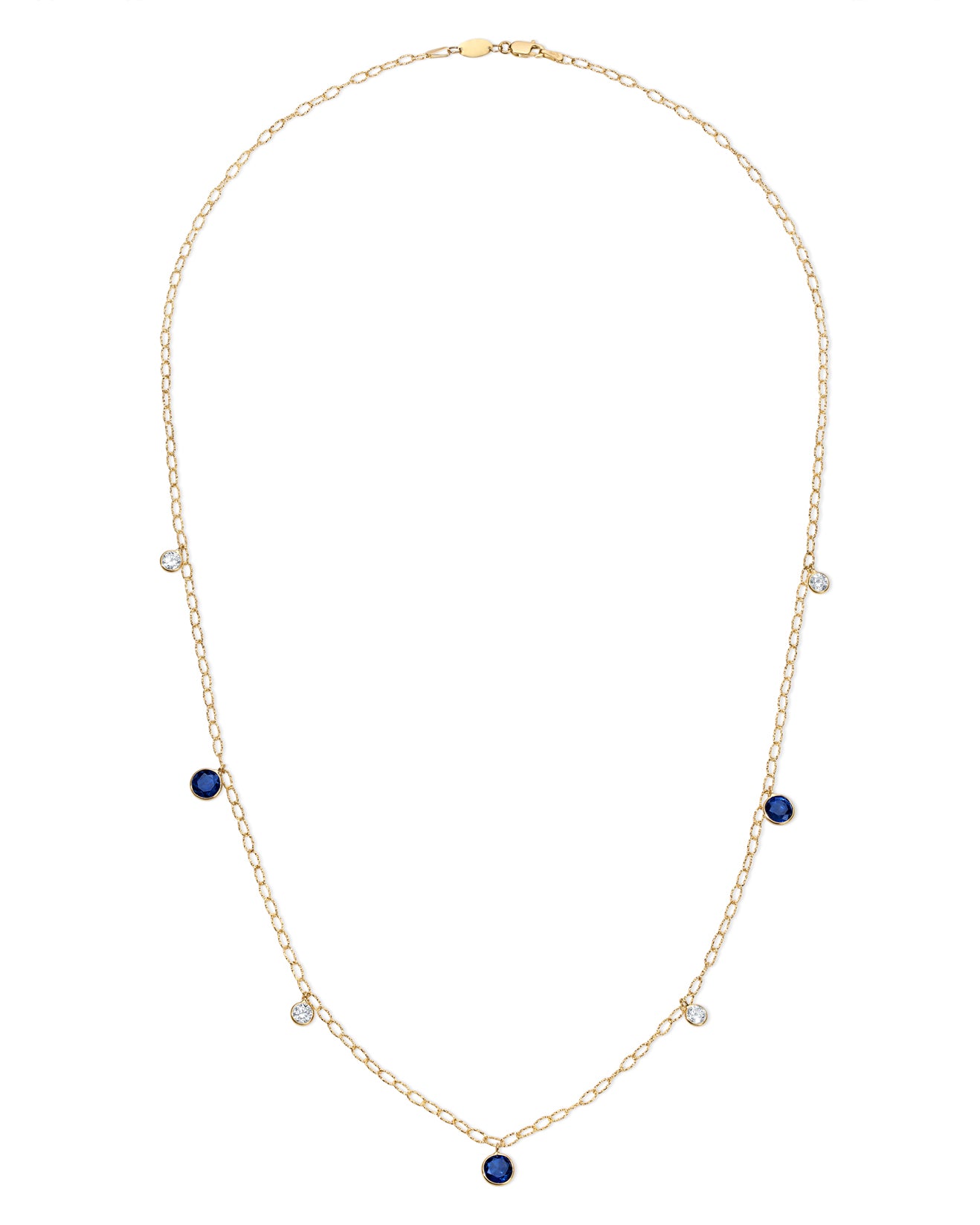 Ceylon Sapphire and Diamond 7 Drop Tinsel Chain Necklace