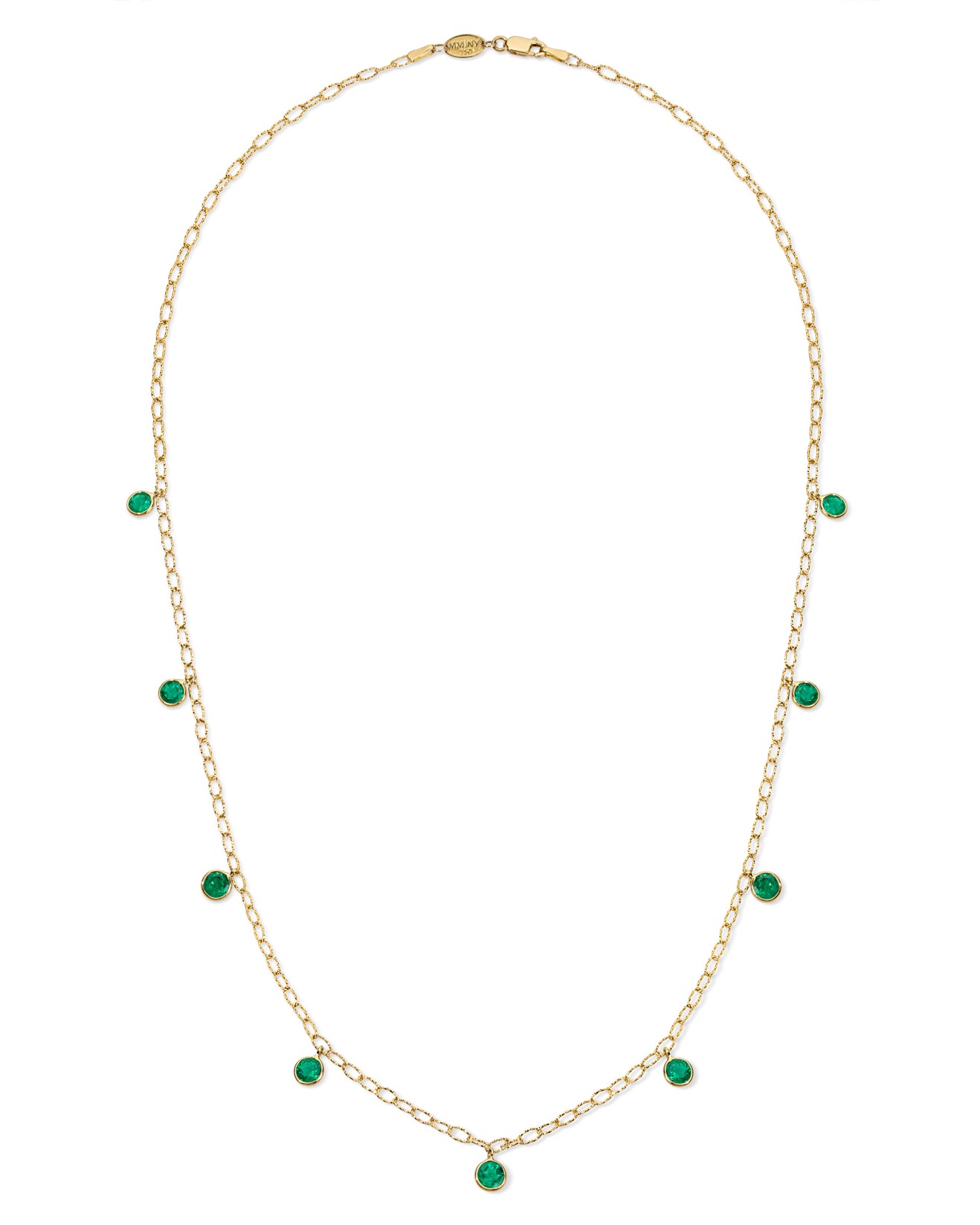 Colombian Emerald 9 Drop Tinsel Chain Necklace