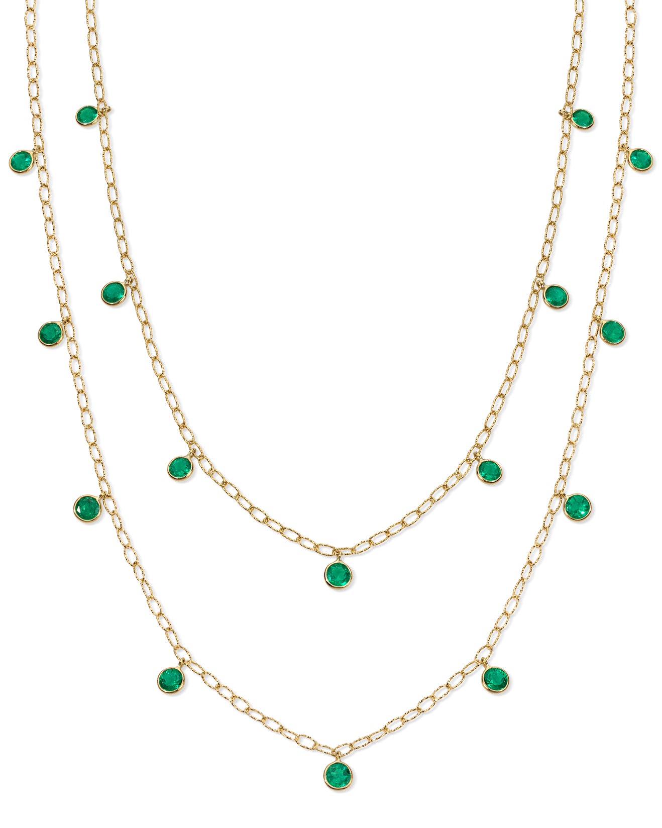 Colombian Emerald 7 Drop Tinsel Chain Necklace