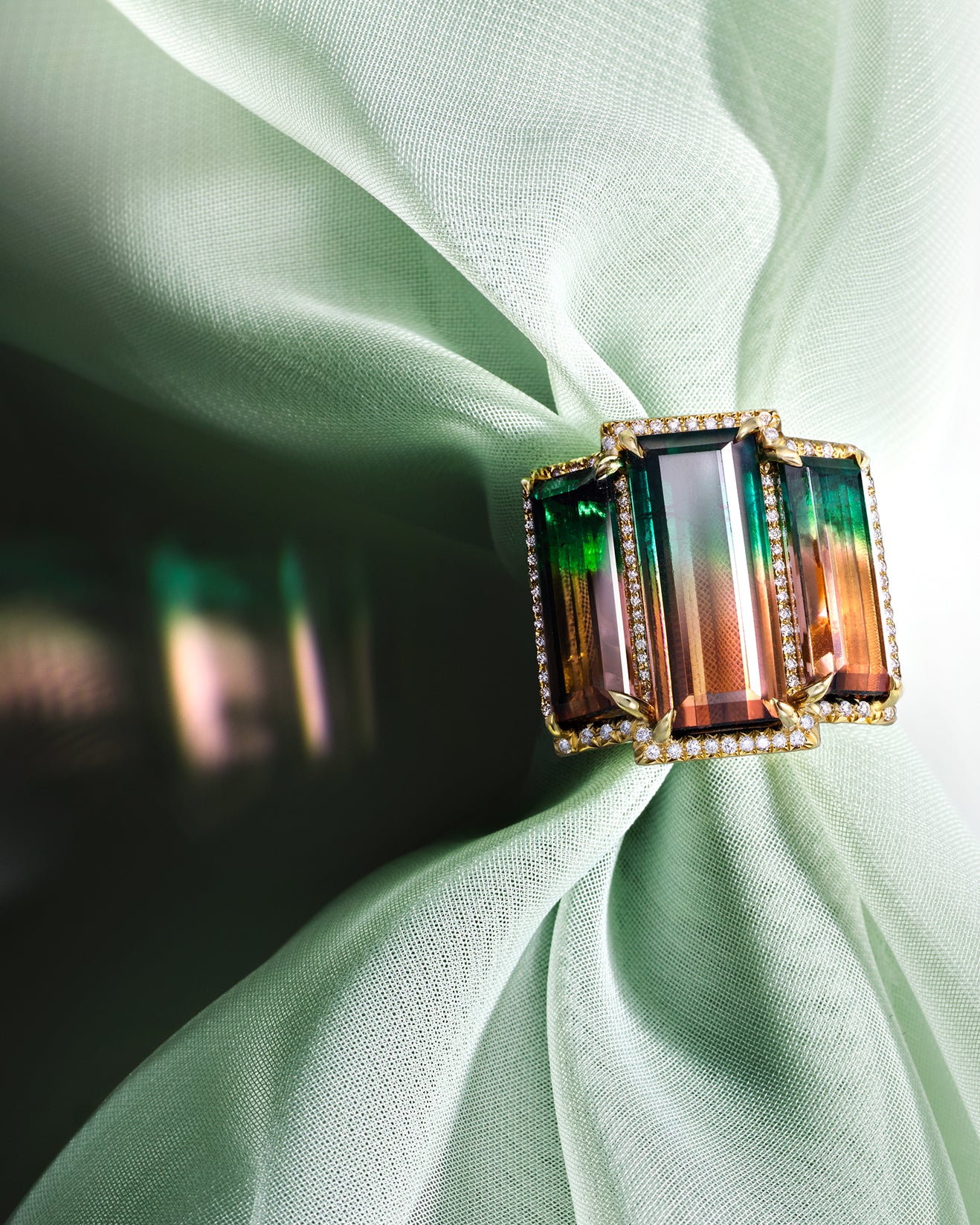 Bi-Color Watermelon Tourmaline Ring