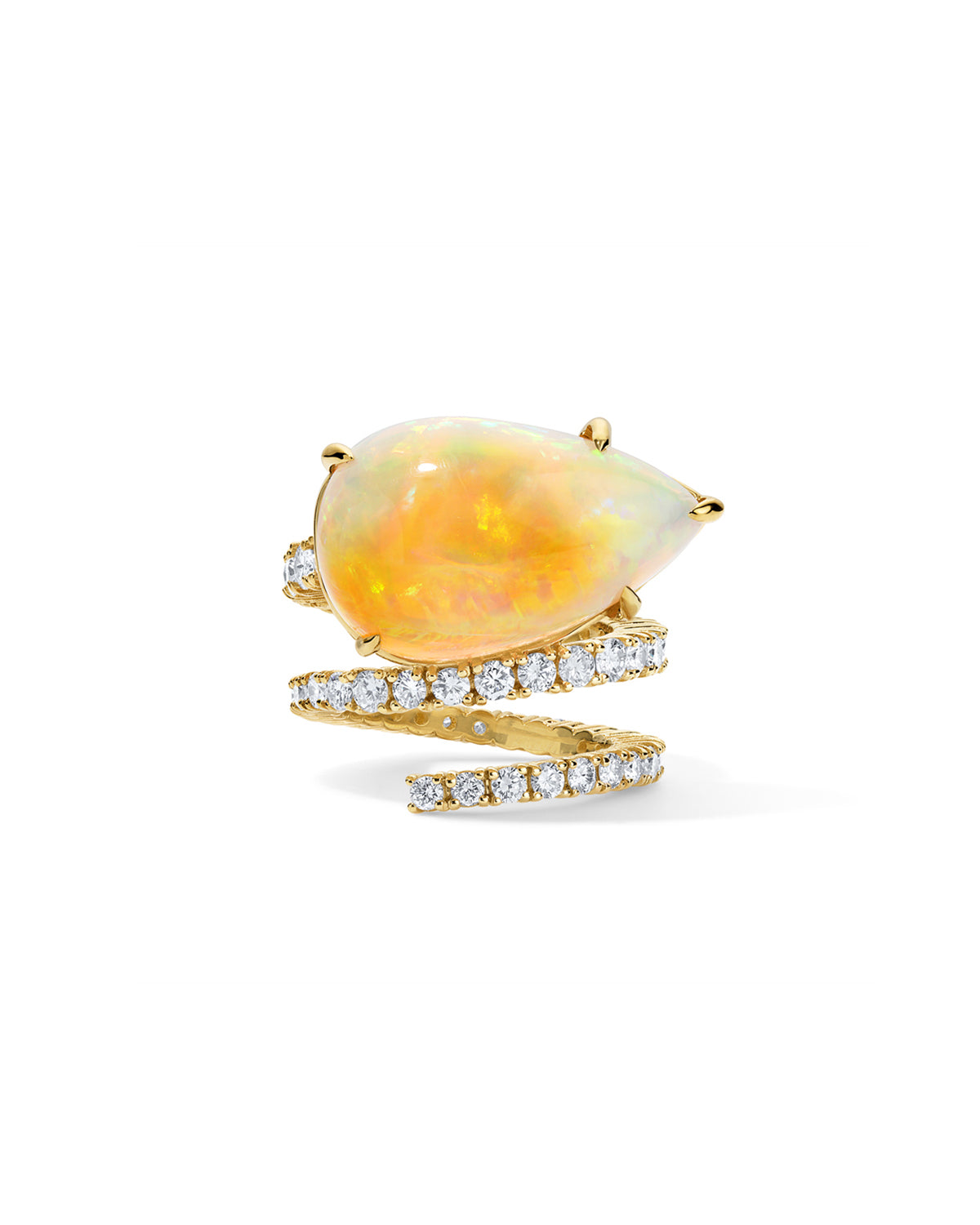 Opal & Diamond Spiral Ring
