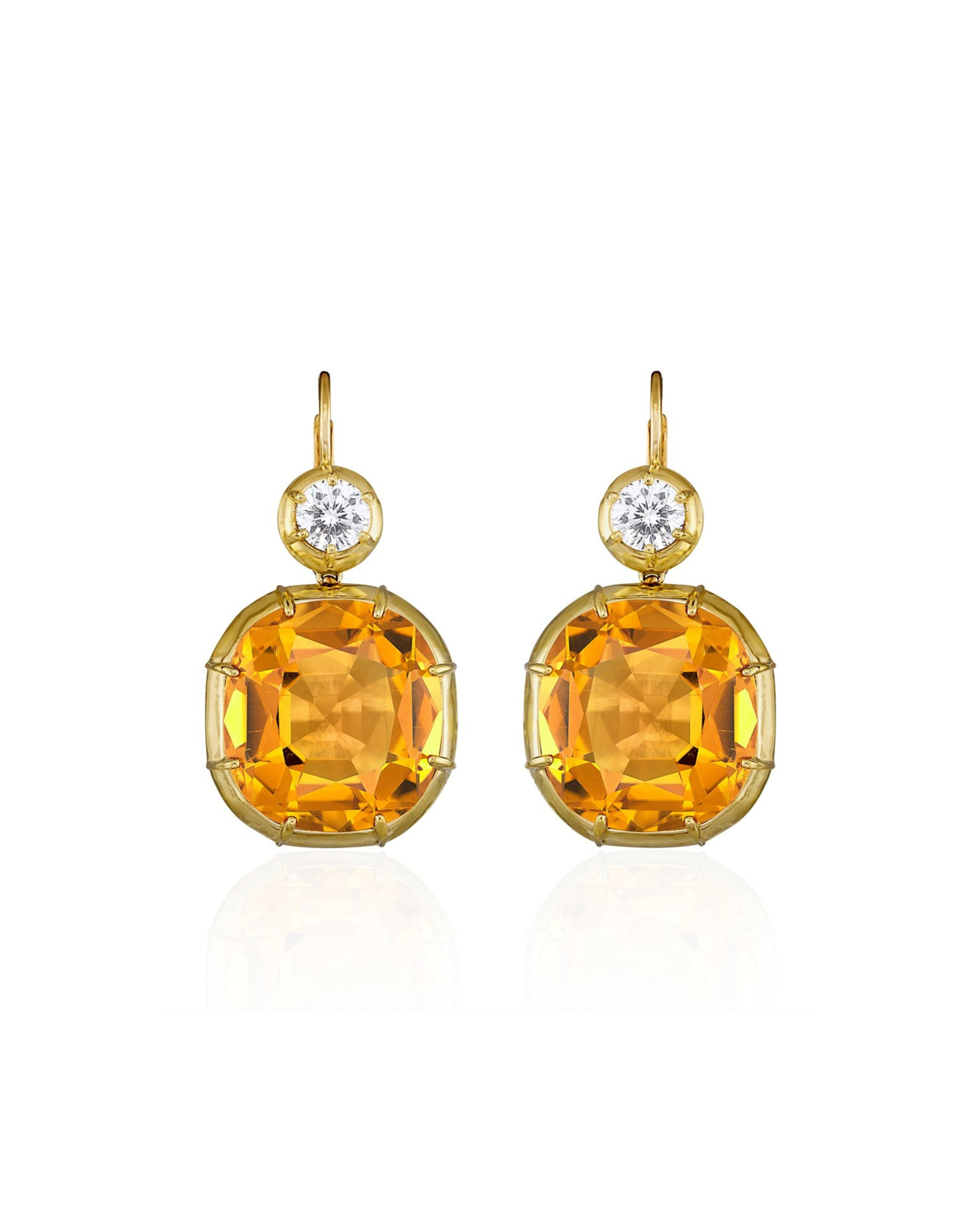 Imperial Citrine Diamond Drop Earrings