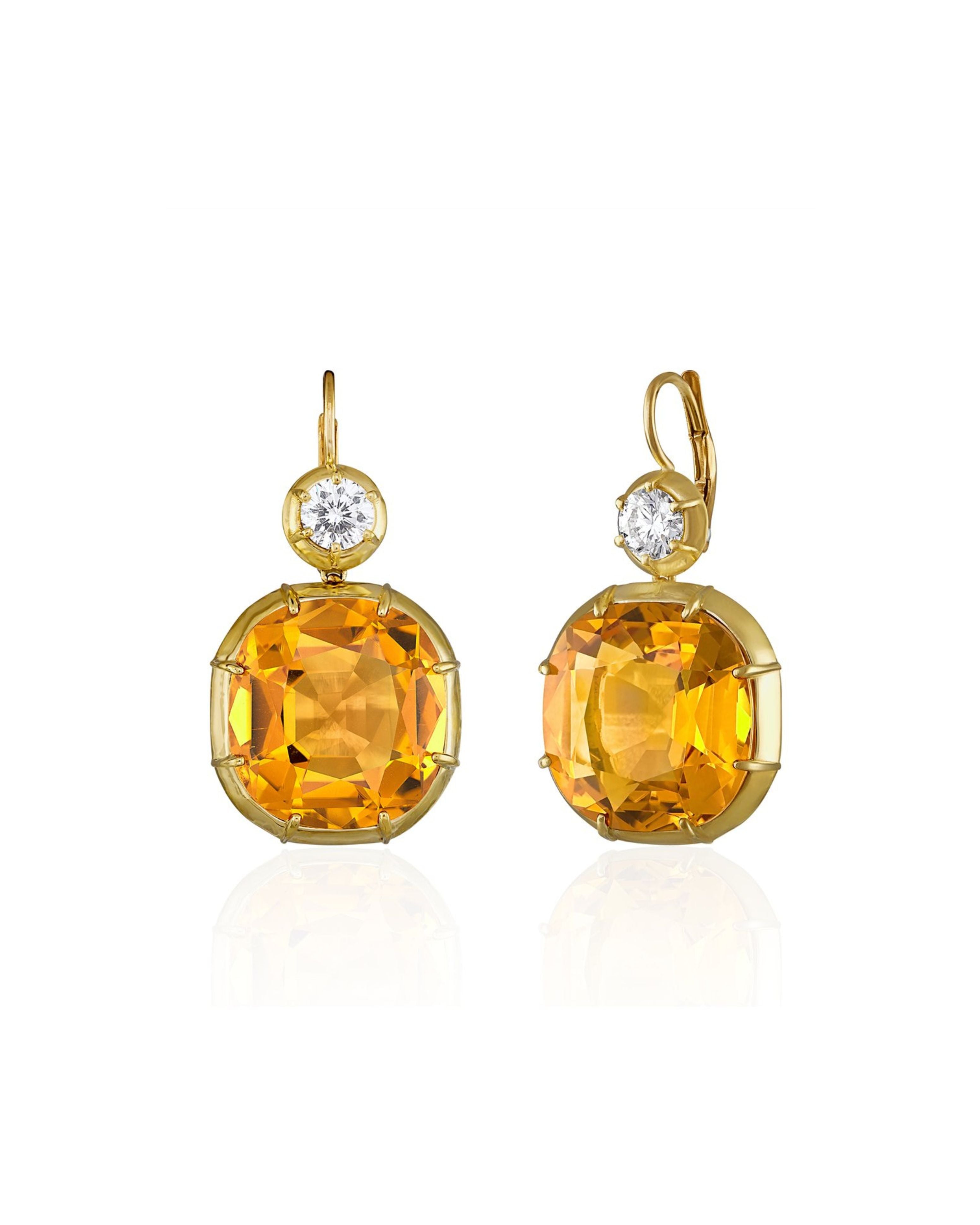 Imperial Citrine Diamond Drop Earrings