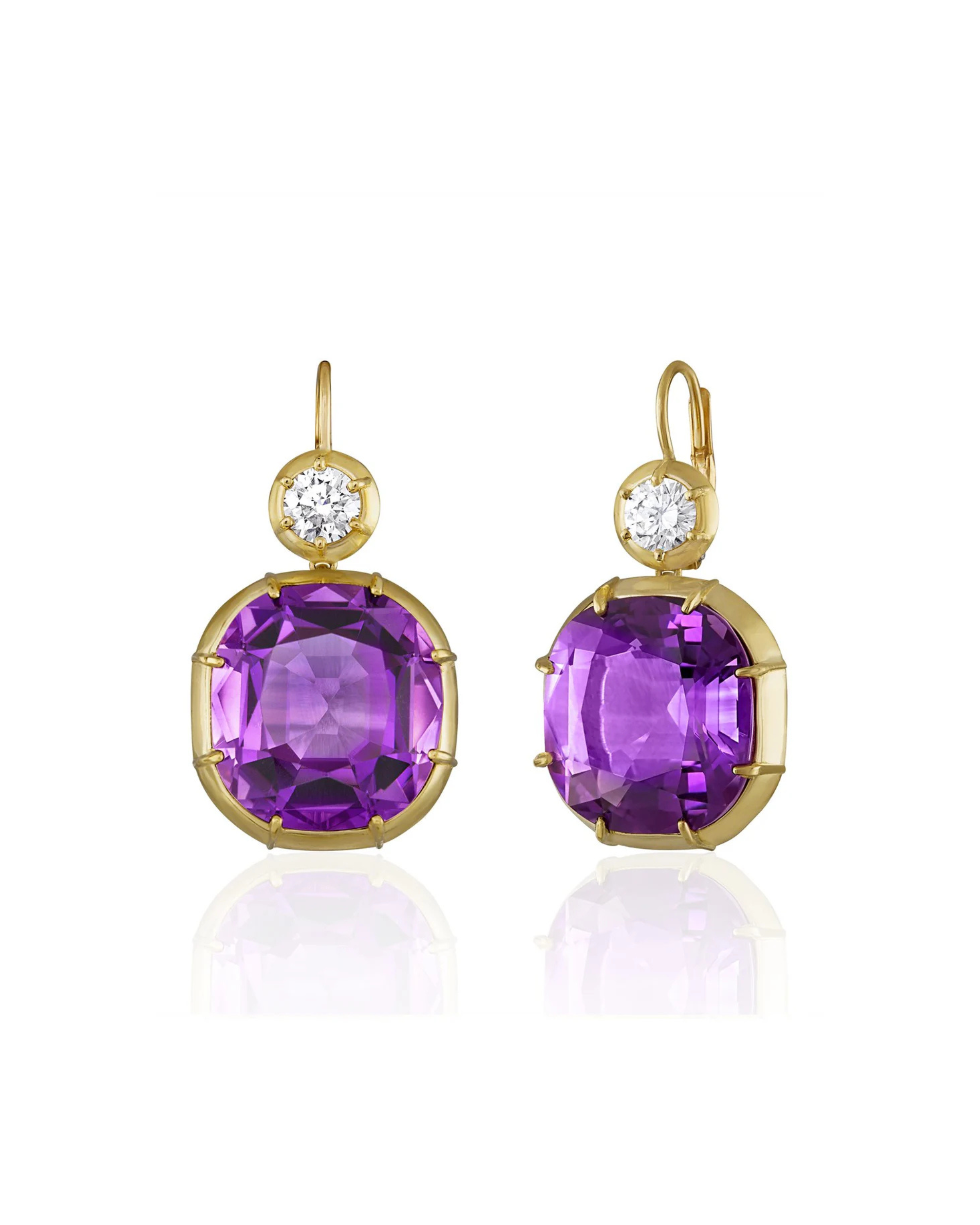 Imperial Amethyst Diamond Drop Earrings